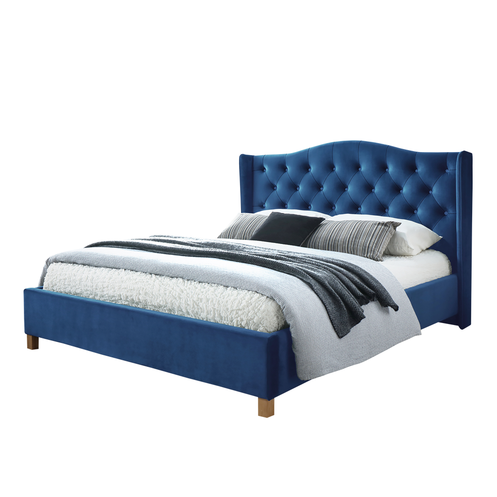 Łóżko tapicerowane Balmore 160x200 cm granatowy velvet - zdjęcie 1
