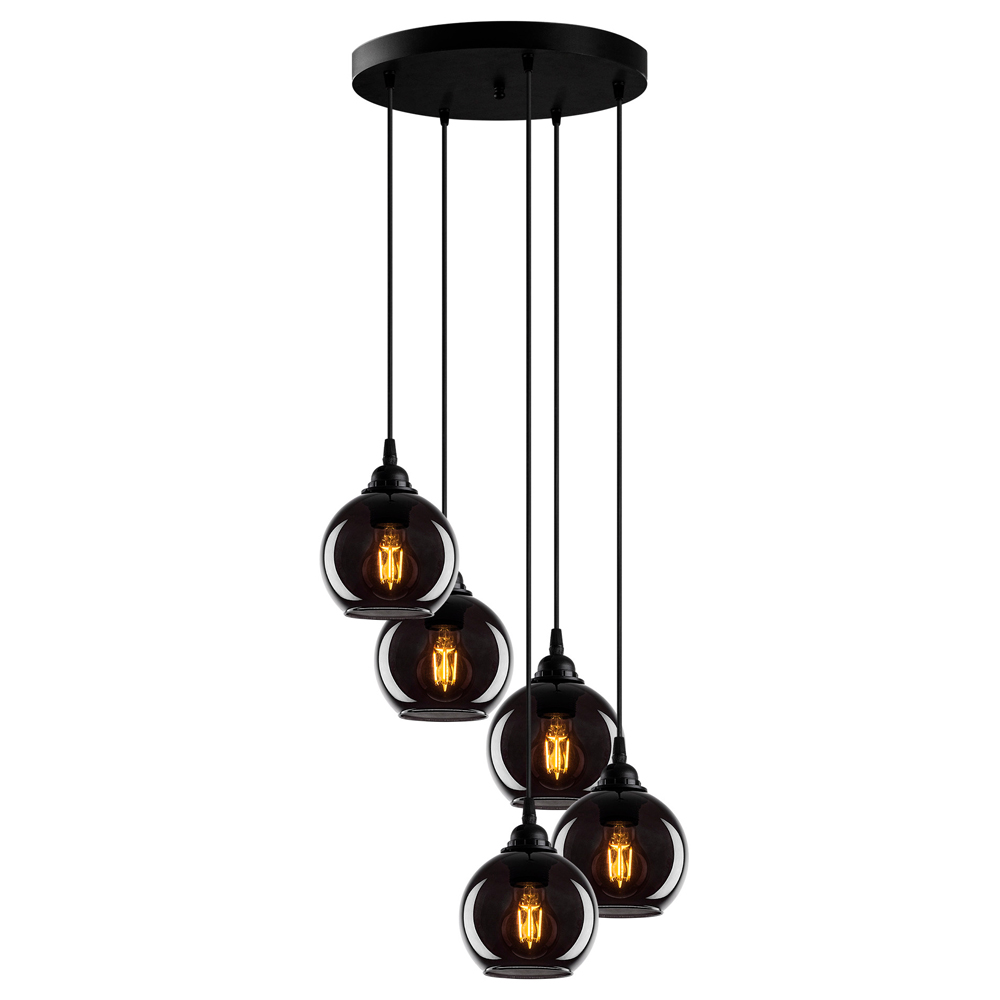 Lampa wisząca Communis x5 kaskada dymiony klosz - zdjęcie 1