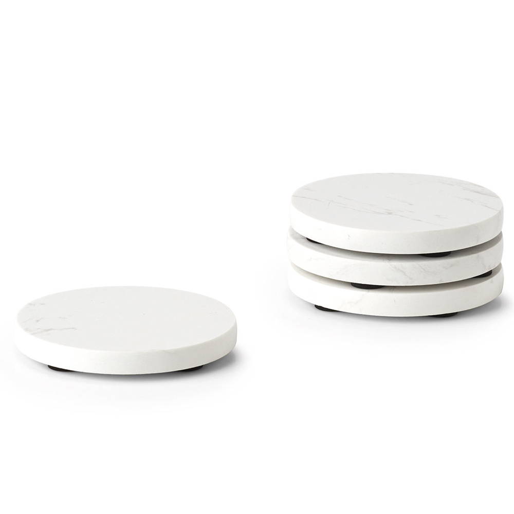 Zestaw czterech podkładek pod kubki Kaste z marmuru białe - zdjęcie 1