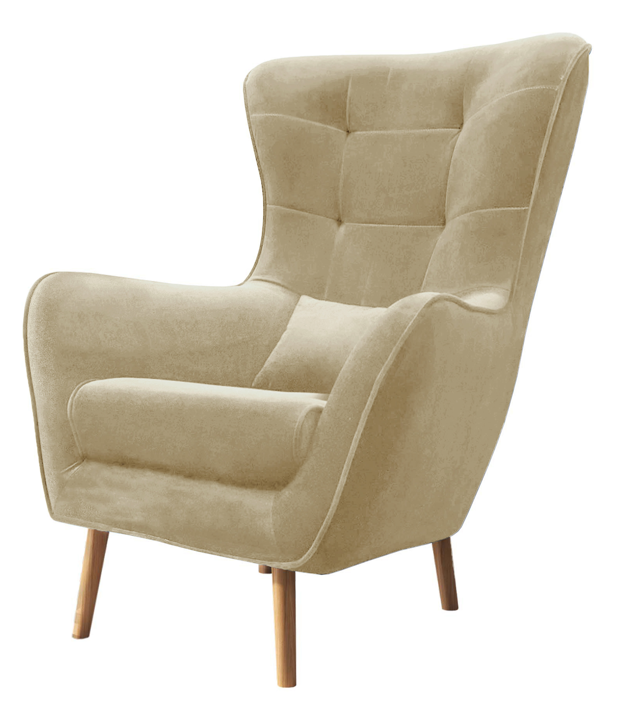 Fotel wypoczynkowy uszak Vence żółty velvet łatwoczyszczący