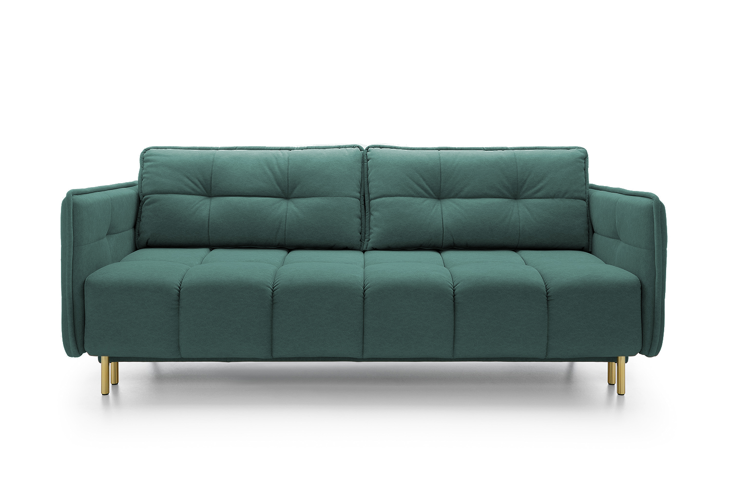 Kanapa rozkładana trzyosobowa Portosello ze sprężyną pocketową i pojemnikiem zielony velvet łatwoczyszczący - zdjęcie 1