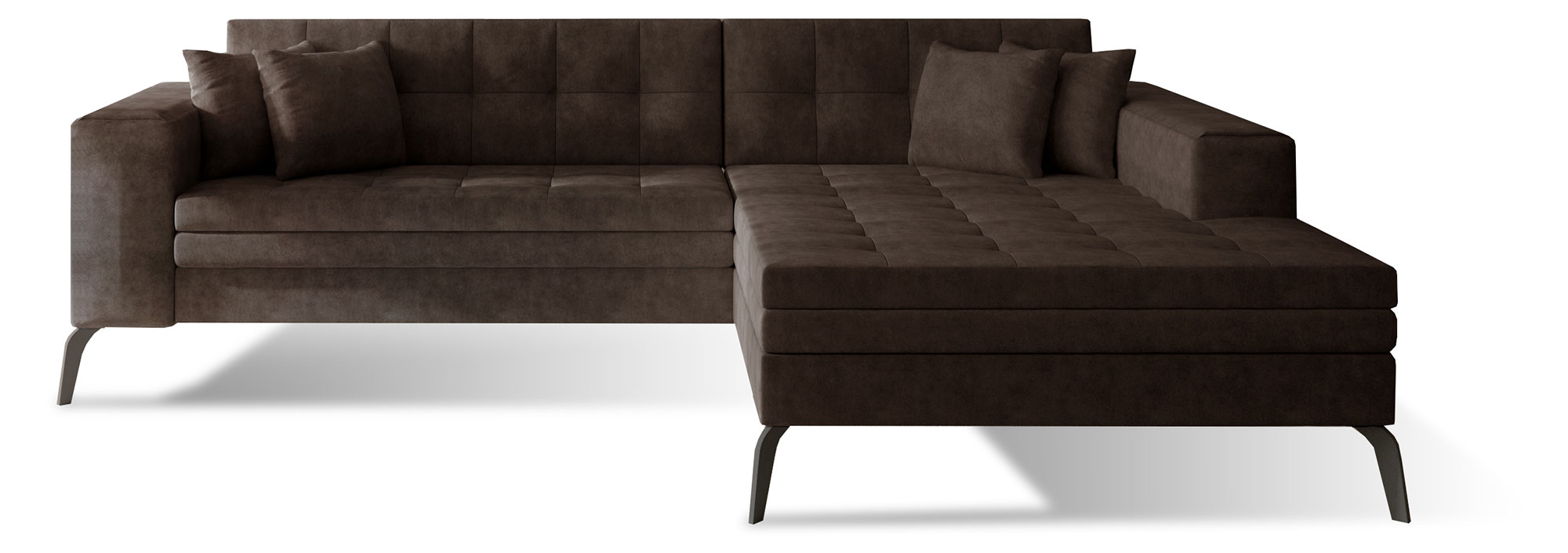 Narożnik z funkcją spania Silphion L-kształtny brązowy prawostronny - zdjęcie 1