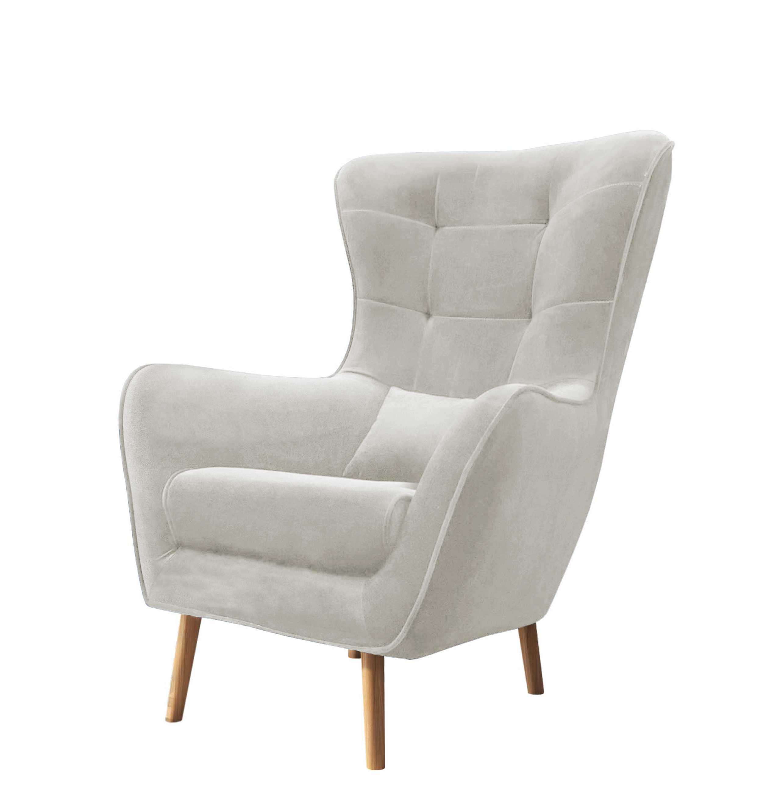 Fotel wypoczynkowy uszak Vence kremowy velvet łatwoczyszczący - zdjęcie 2