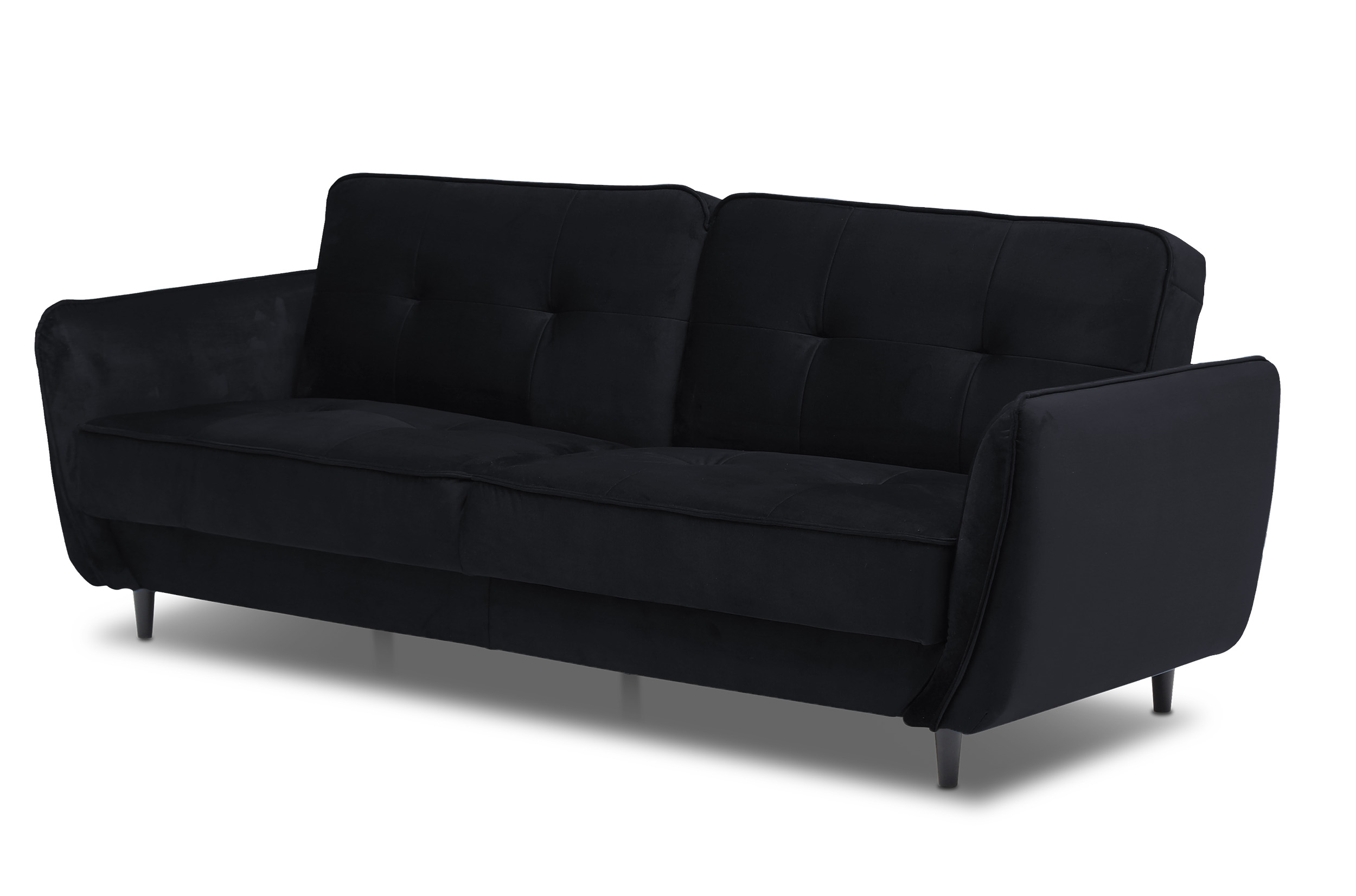 Wersalka rozkładana Topares z pojemnikiem czarna welur hydrofobowy - zdjęcie 1