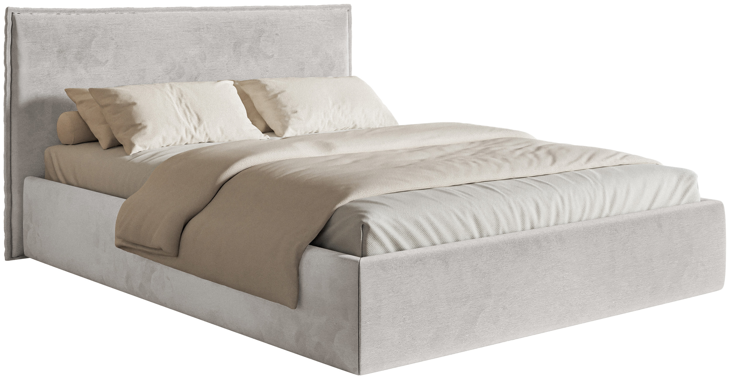 Łóżko tapicerowane 180x200 cm Softie Slim jasnoszare welur hydrofobowy  - zdjęcie 1