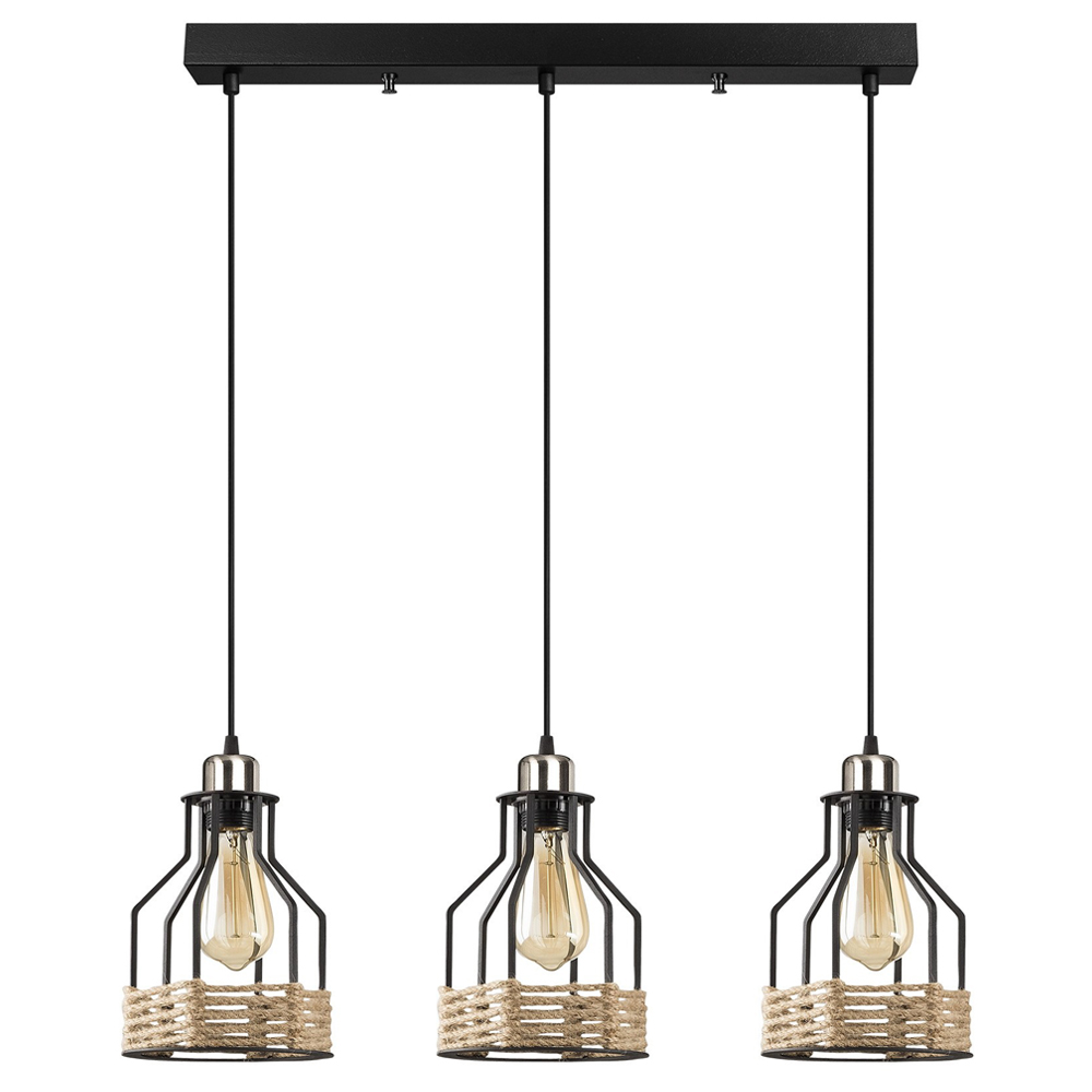 Lampa wisząca Trunica x3 czarna podłóżna - zdjęcie 1