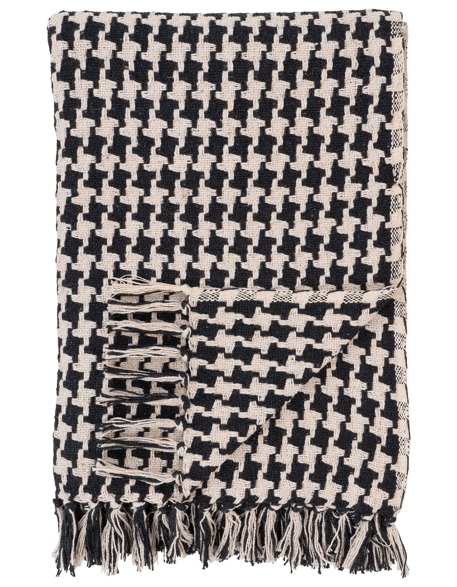 Narzuta na łóżko Miggels 180x130 cm czarno-beżowa - zdjęcie 1