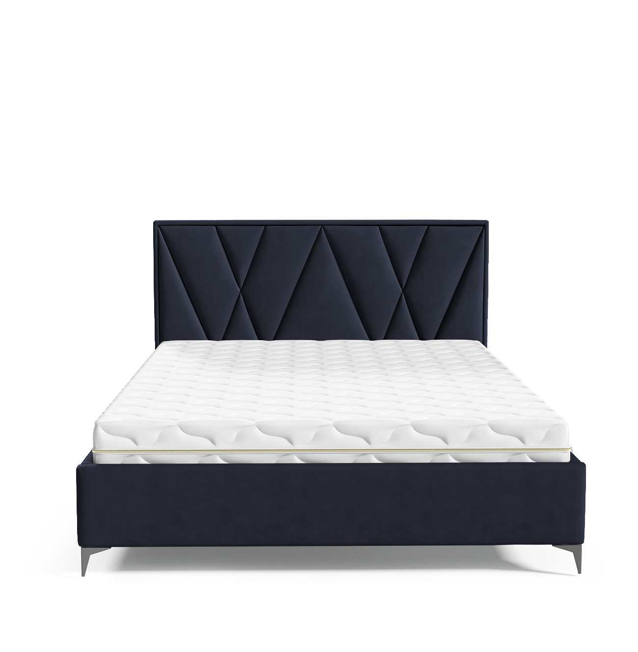 Łóżko tapicerowane 140x200 cm Sermide z pojemnikiem granatowe welur łatwoczyszczący - zdjęcie 1