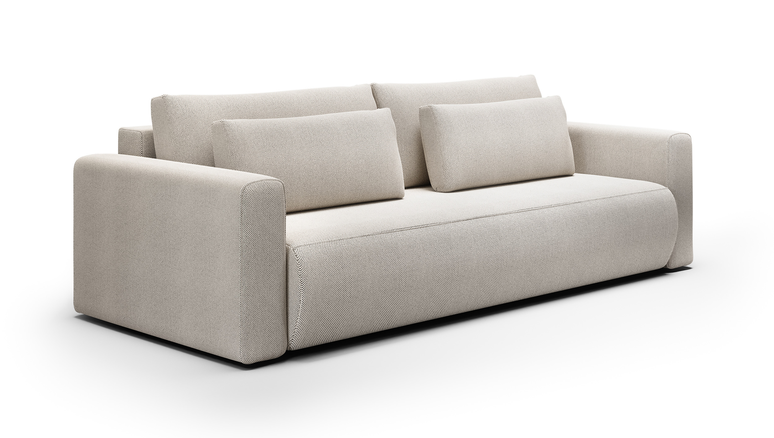 Kanapa rozkładana trzyosobowa Ajwar z pojemnikiem jasnoszara szenil hydrofobowy - zdjęcie 1