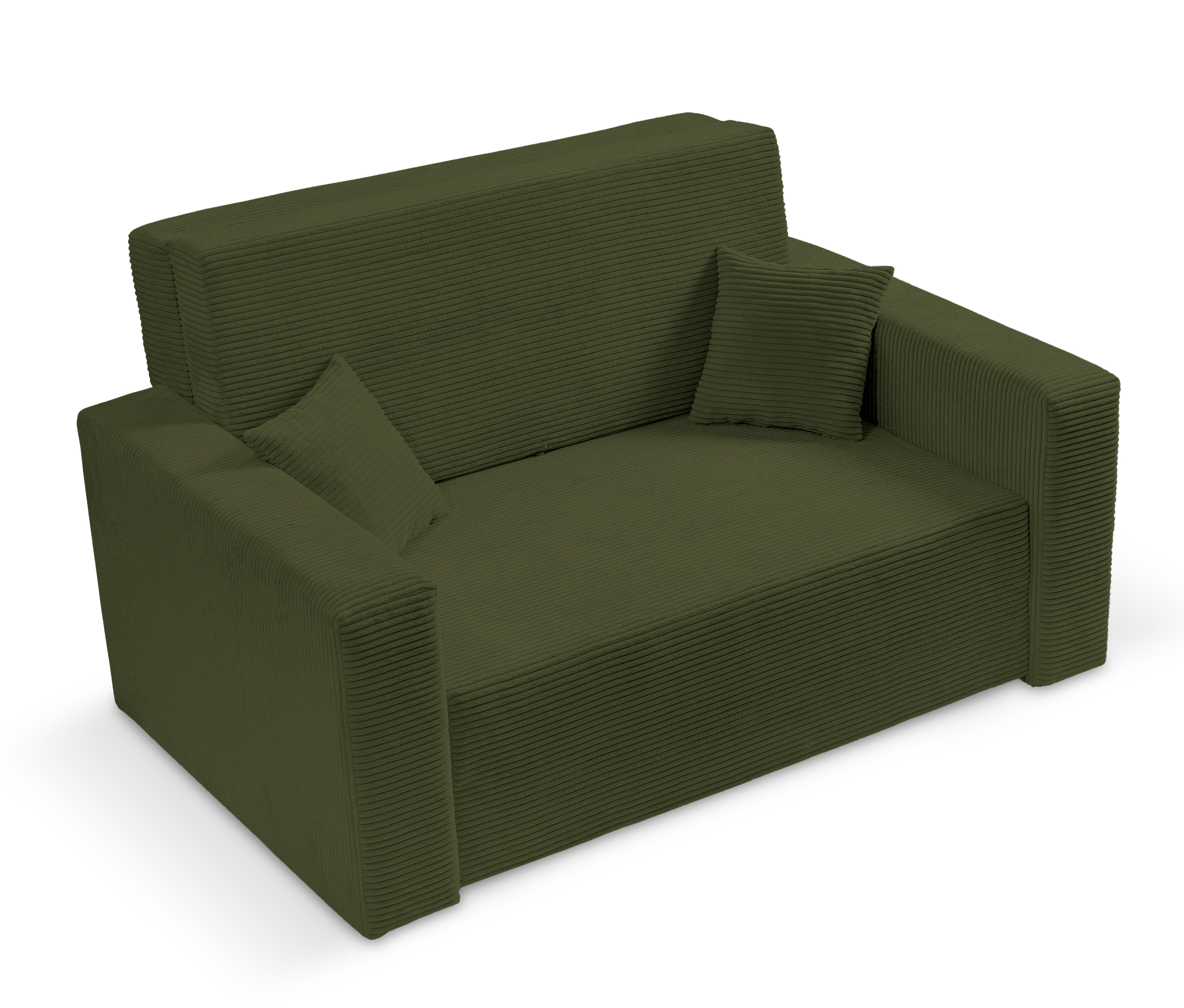 Kanapa rozkładana dwuosobowa Peroso oliwkowa z pojemnikiem sztruks - zdjęcie 1