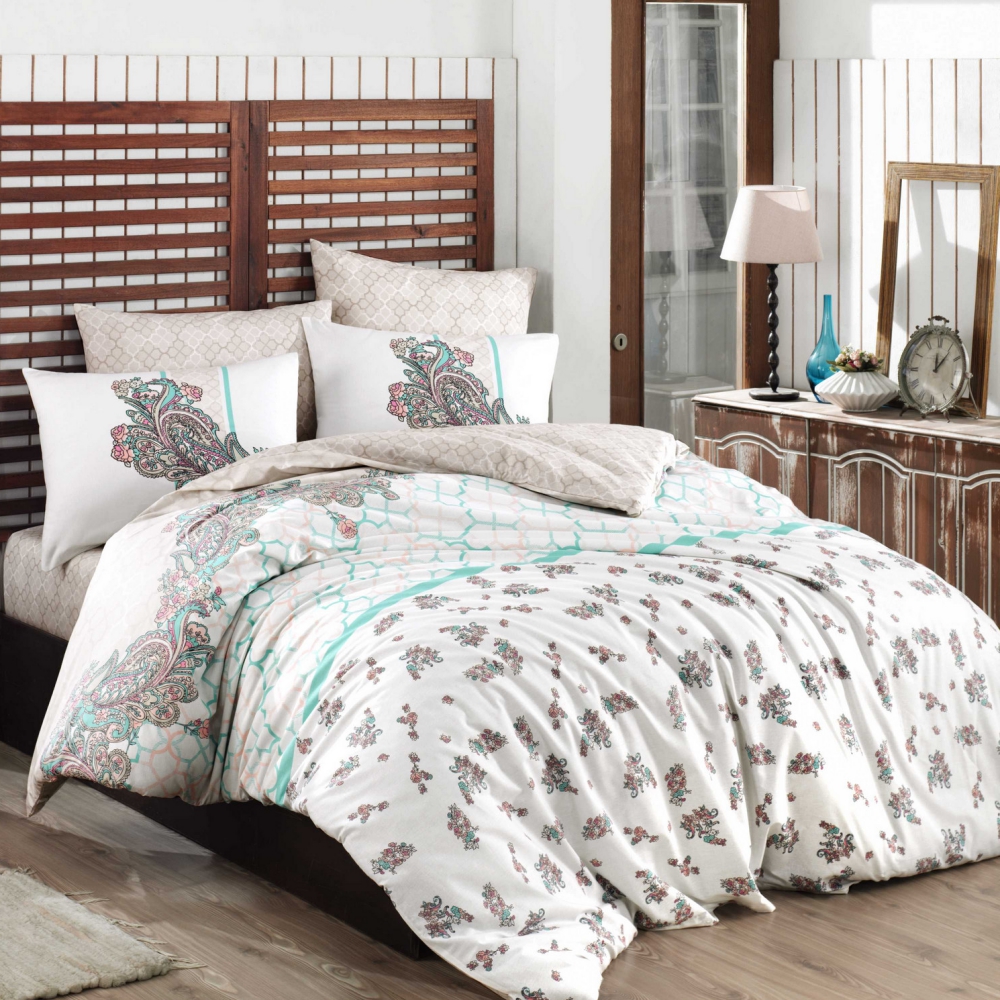 Komplet pościeli Elmane 160x220 cm z poszewką na poduszkę 50x70 cm i z prześcieradłem - zdjęcie 1