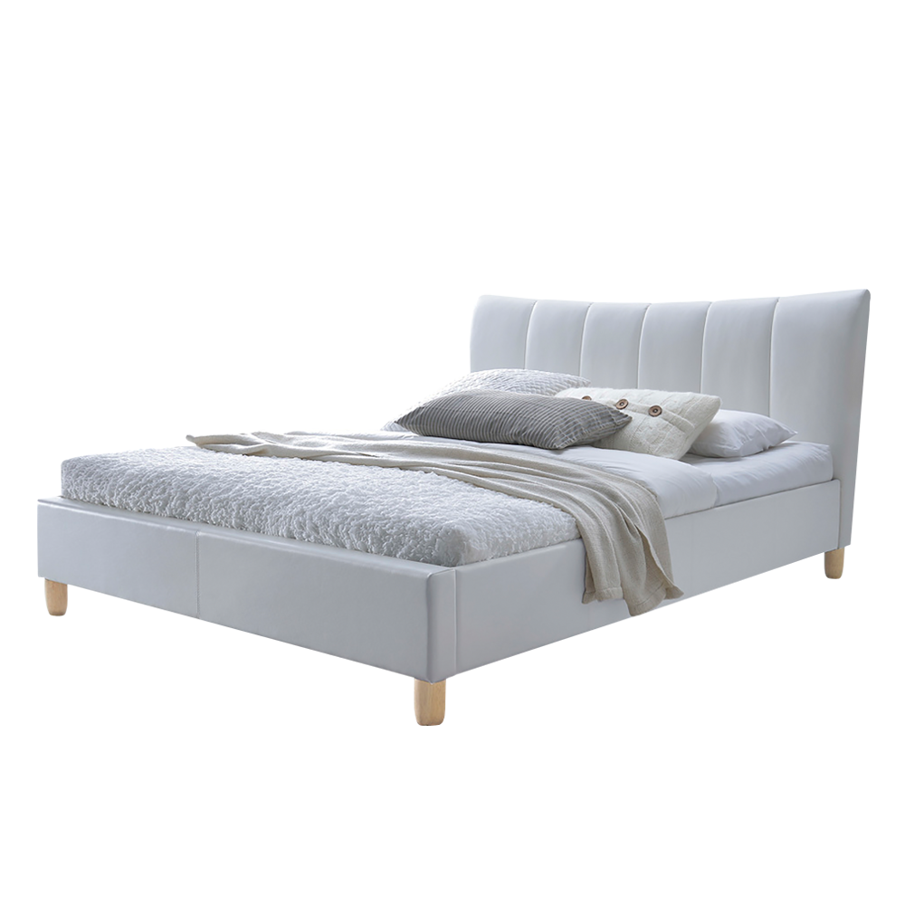 Łóżko tapicerowane Pinho białe - zdjęcie 1