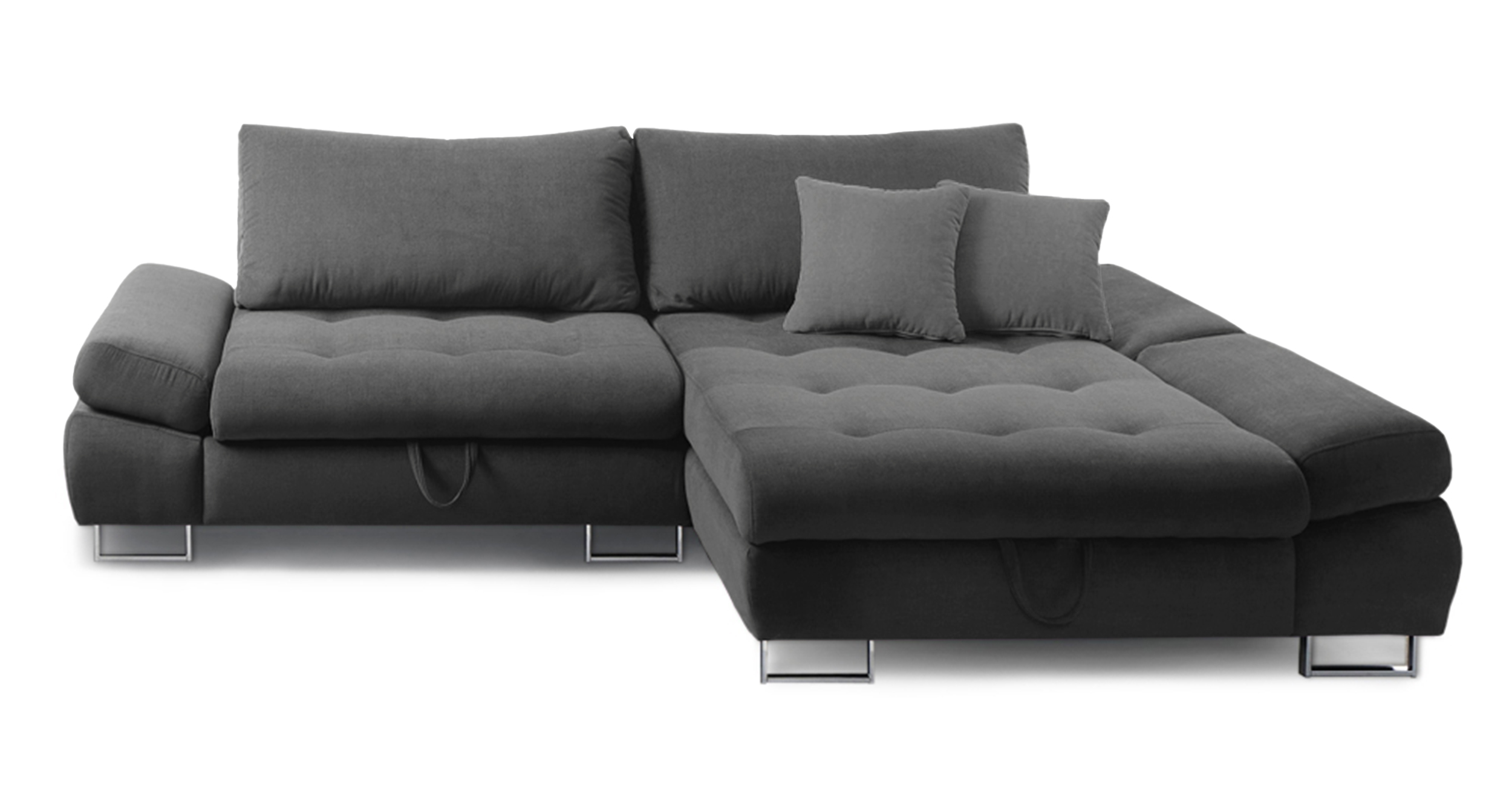 Narożnik z funkcją spania Novella z pojemnikiem ciemnoszary w tkaninie hydrofobowej plecionka lewostronny - zdjęcie 1