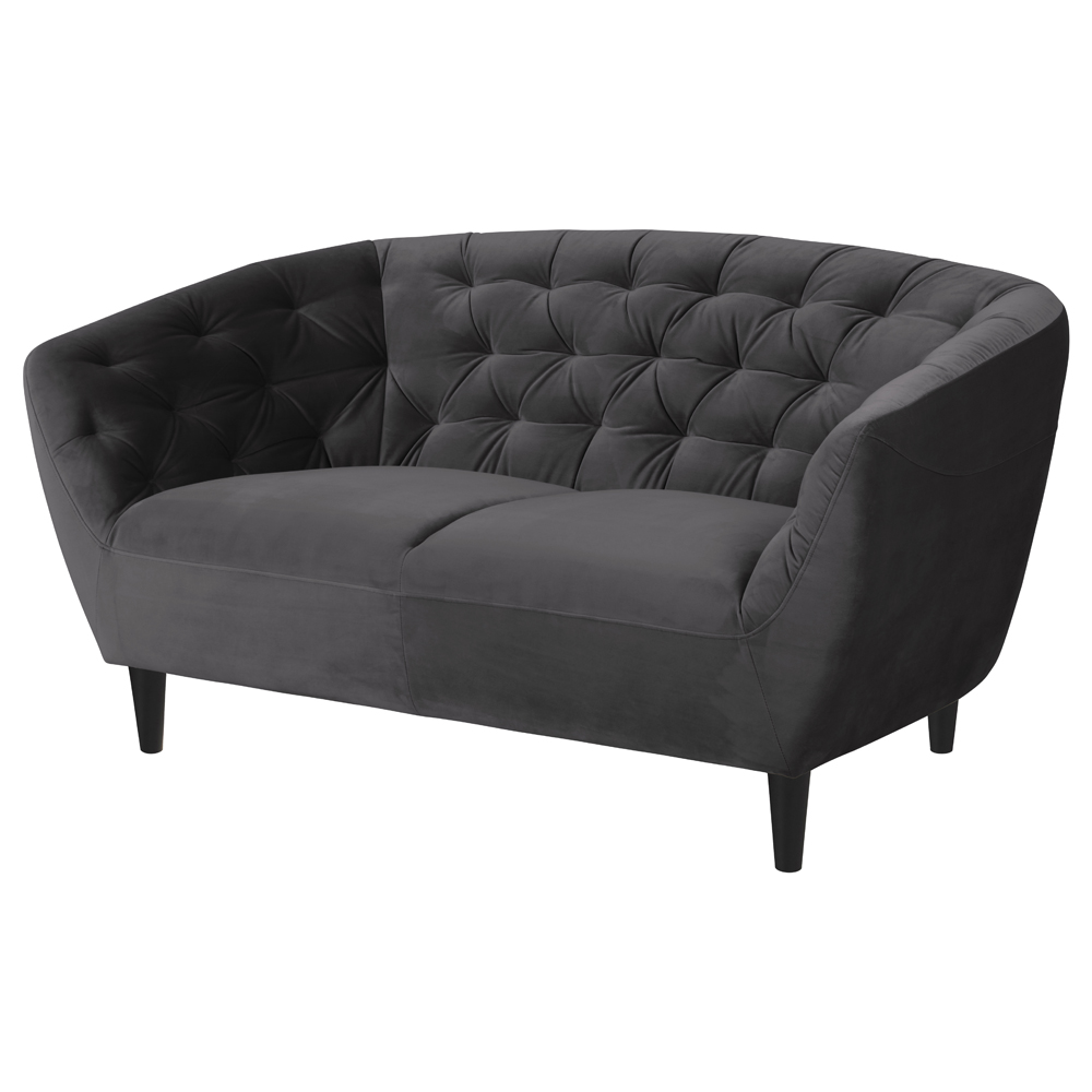 Sofa dwuosobowa Buzet ciemnoszary welur - zdjęcie 1