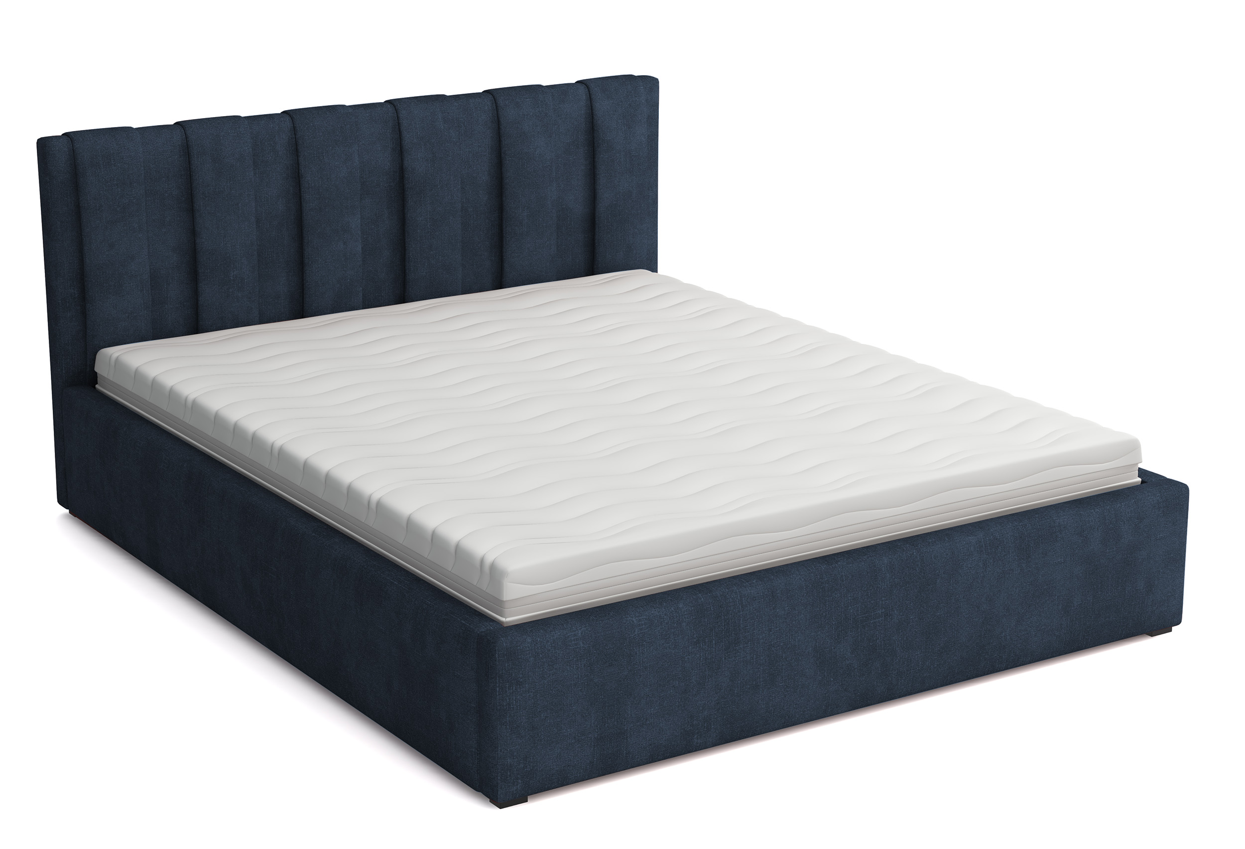 Łóżko tapicerowane 140x200 cm Walence granatowe welur hydrofobowy - zdjęcie 1