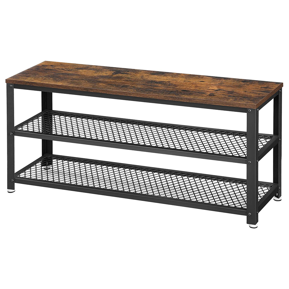 Ławka do przedpokoju Ramizu 100x30 cm z dwoma półkami na buty - zdjęcie 1