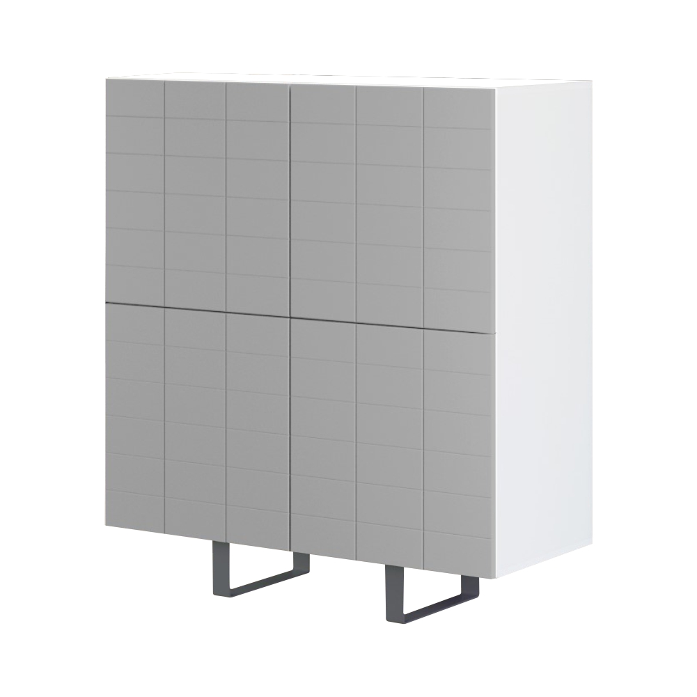 Włoska komoda czterodrzwiowa Antoinettie 110 cm z przetworzonych butelek PET Biały/Szary