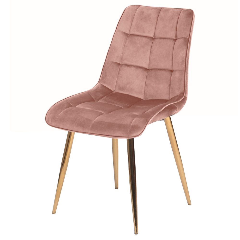Krzesło tapicerowane Briare różowo - złote z przeszyciami