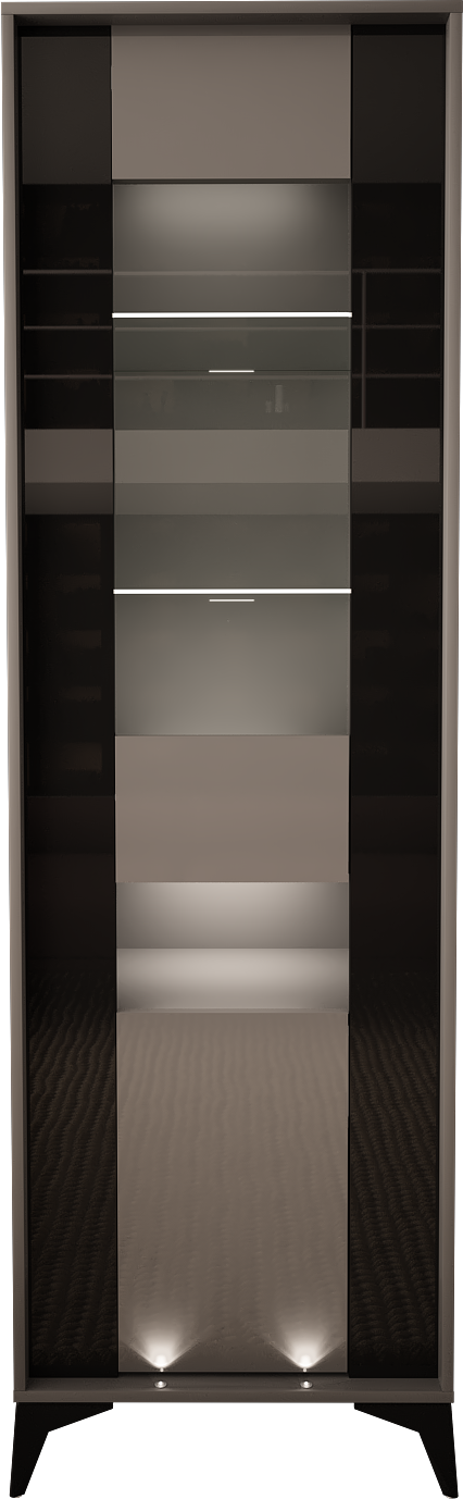 Witryna Kovlar 60 cm dwudrzwiowa szara / szary połysk z led - zdjęcie 1