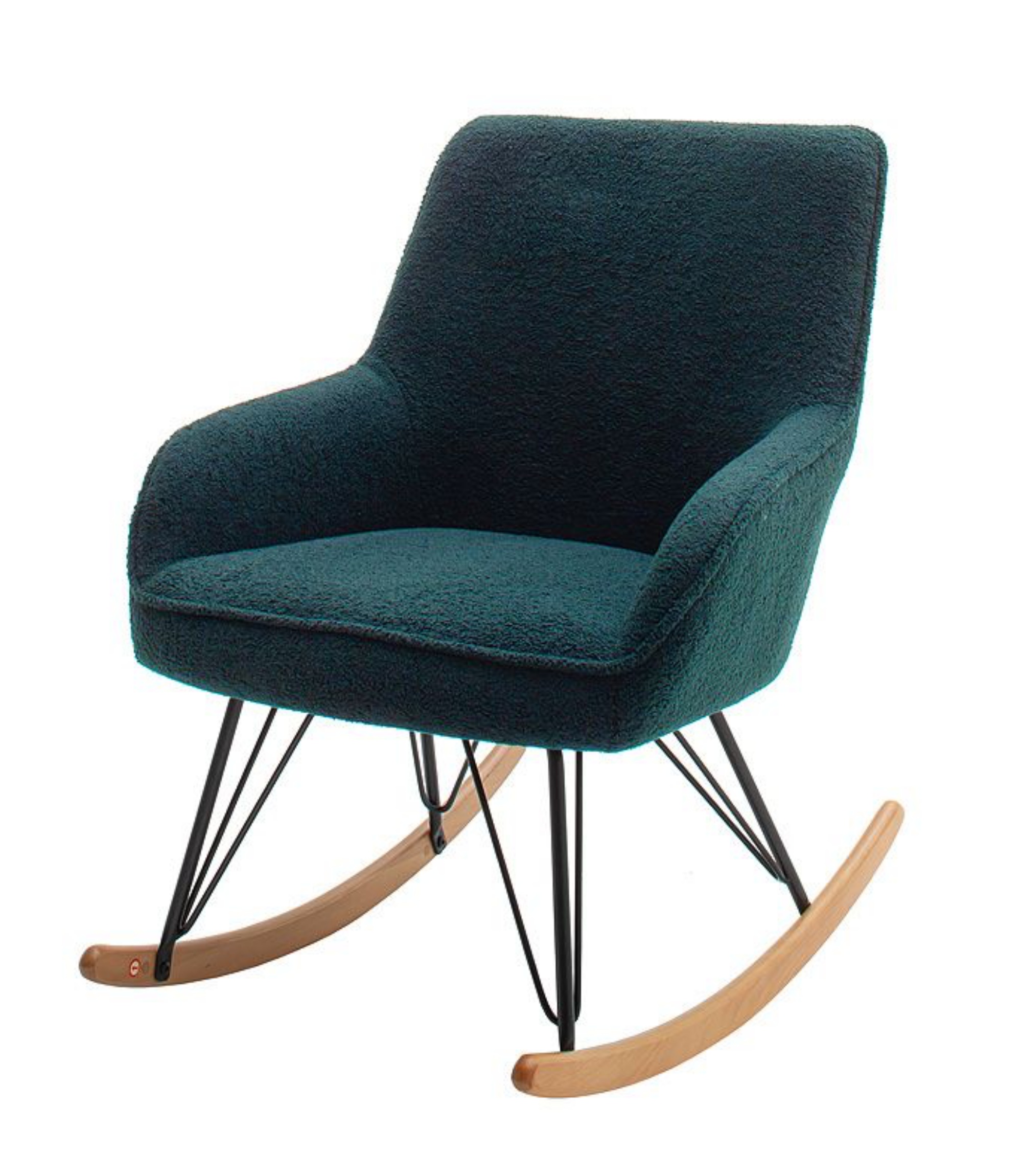 Fotel bujany Hopkins zielony z drewnianymi płozami - zdjęcie 1