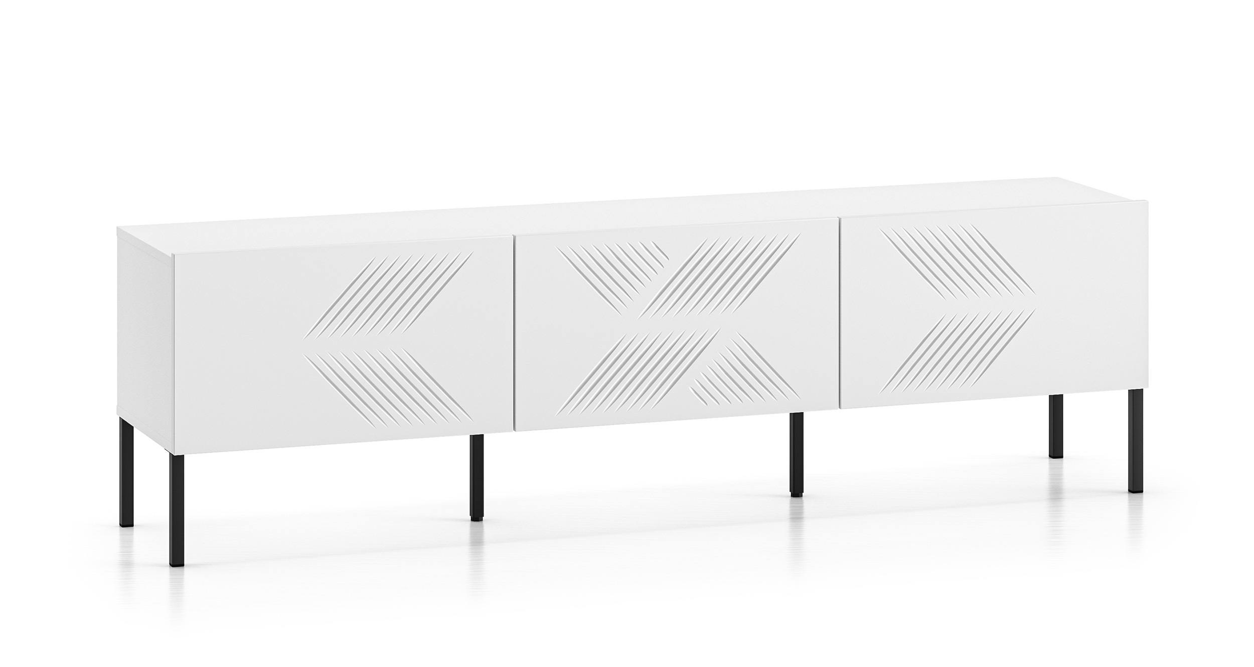 Szafka RTV Nebbato 170 cm biała z czarnymi nóżkami - zdjęcie 1