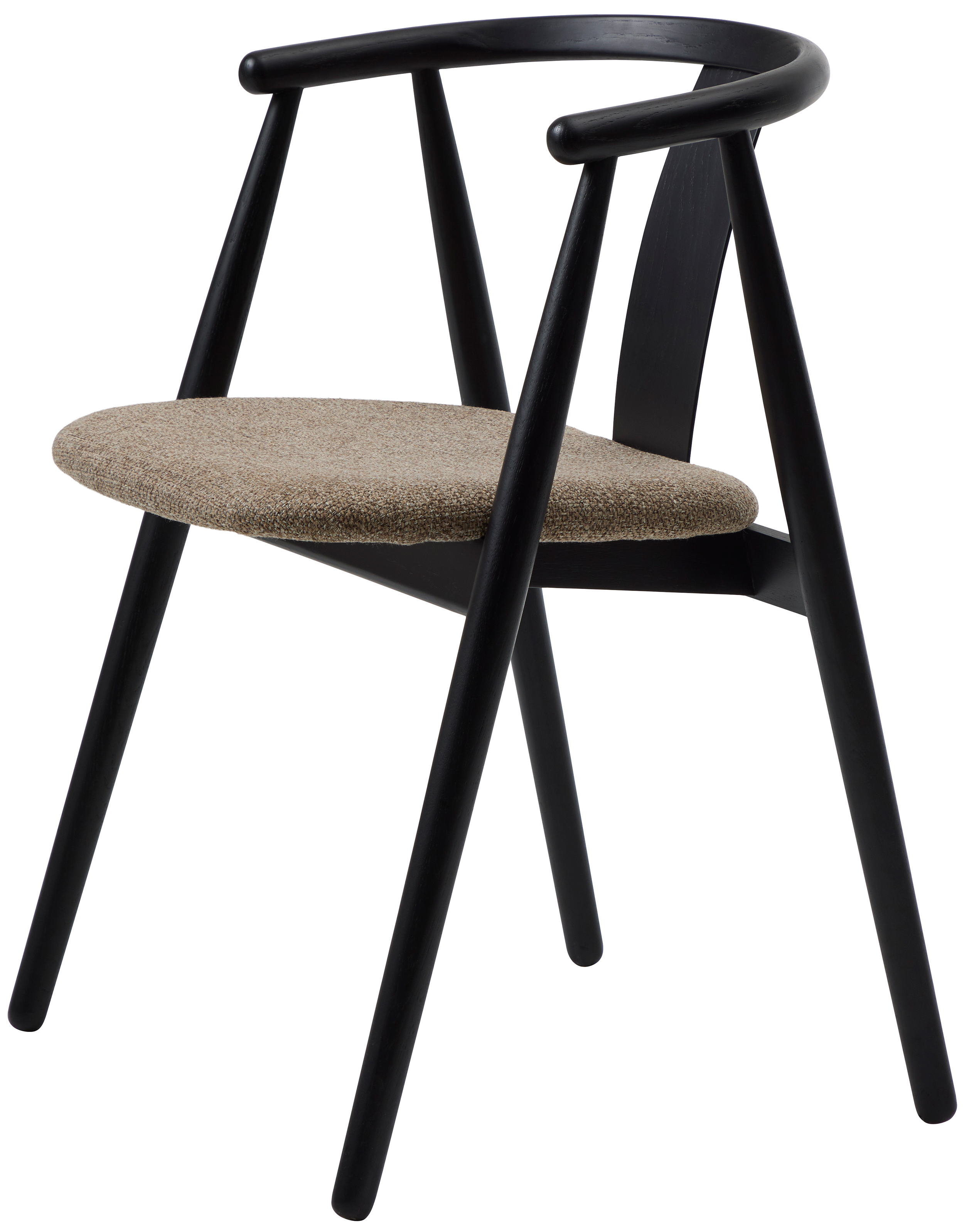 Krzesło drewniane Dabasso z tapicerowanym siedziskiem czarny/brązowy - zdjęcie 1