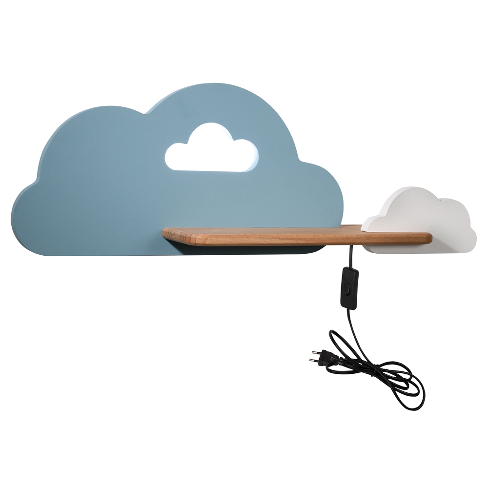 Kinkiet ścienny do pokoju dziecięcego Dreamie chmurka z przewodem niebieski/biały - zdjęcie 1