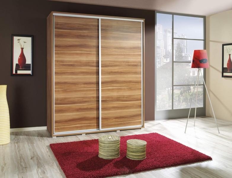 Szafa przesuwna dwudrzwiowa Peruni 155 cm Śliwa - zdjęcie 1