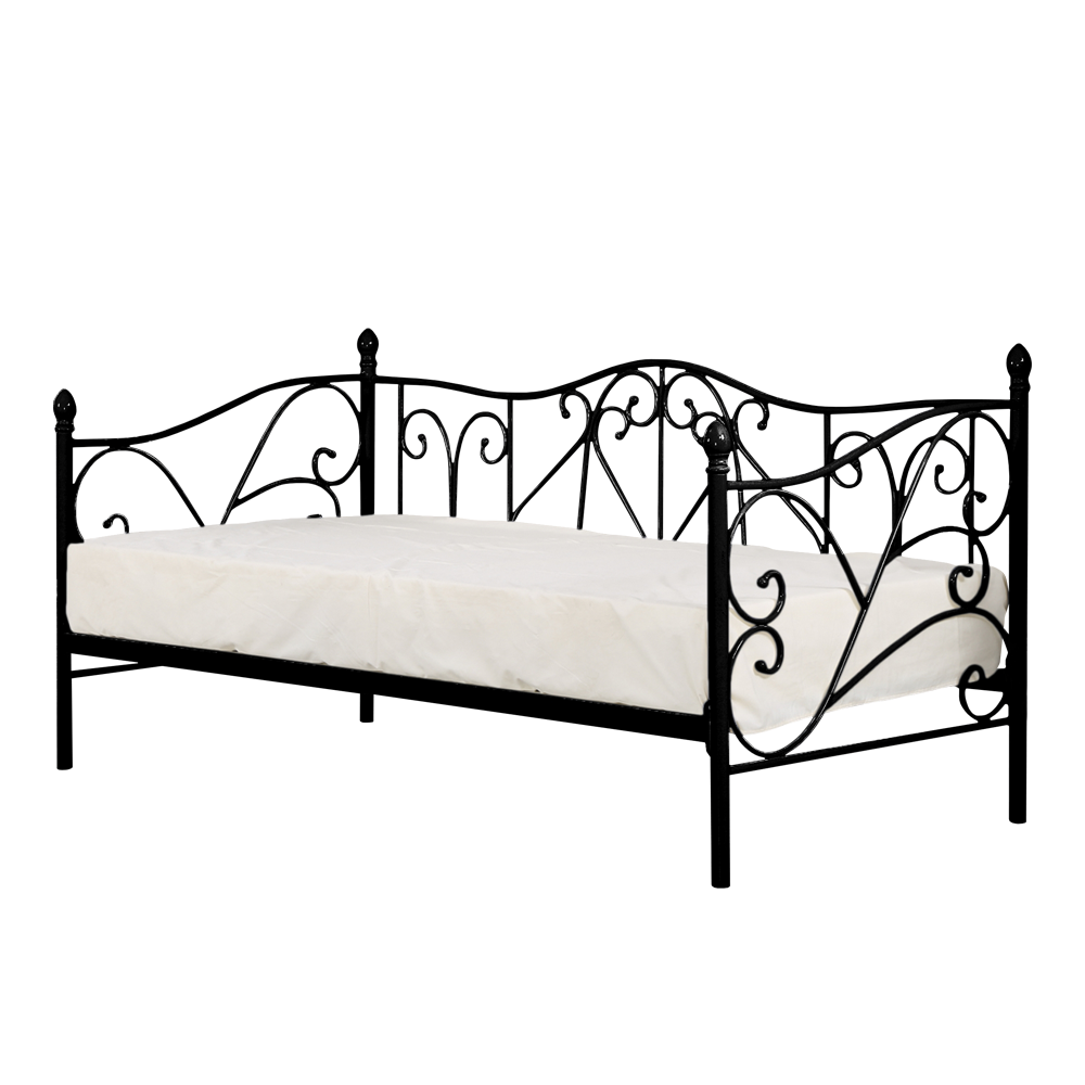 Łóżko metalowe Perline 90x200 cm czarne - zdjęcie 1