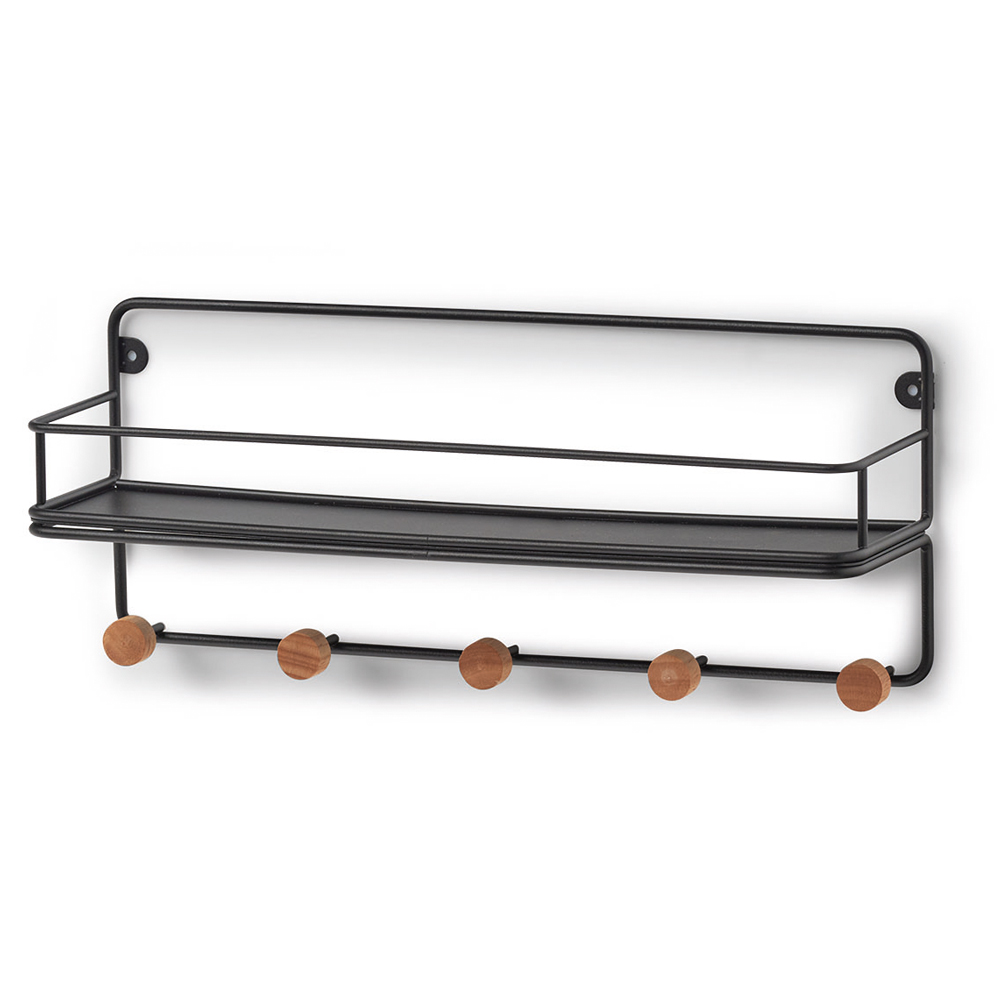 Półka Skanie z wieszakami czarna - zdjęcie 1