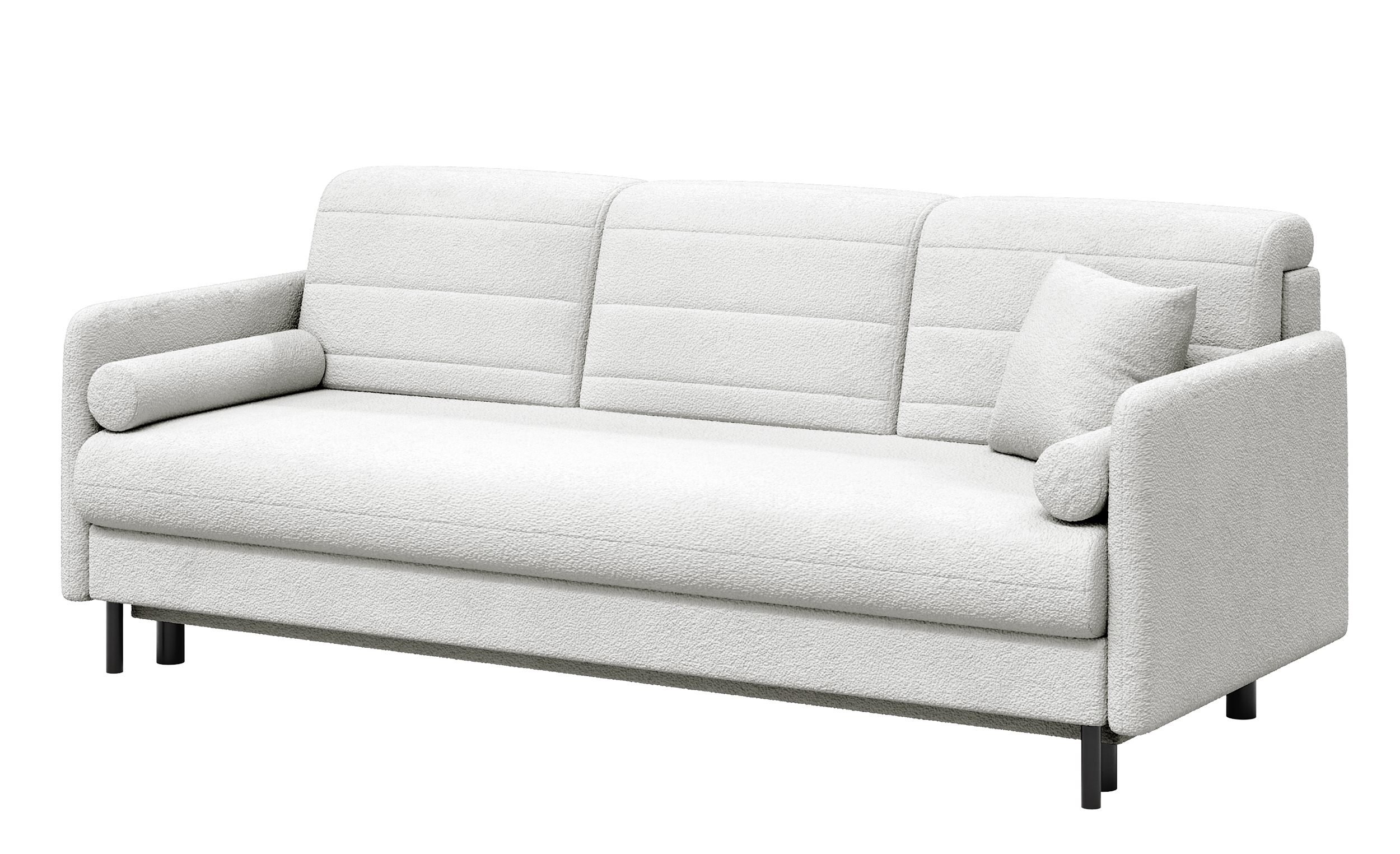 Kanapa rozkładana trzyosobowa Alto z pojemnikiem kremowa boucle - zdjęcie 1