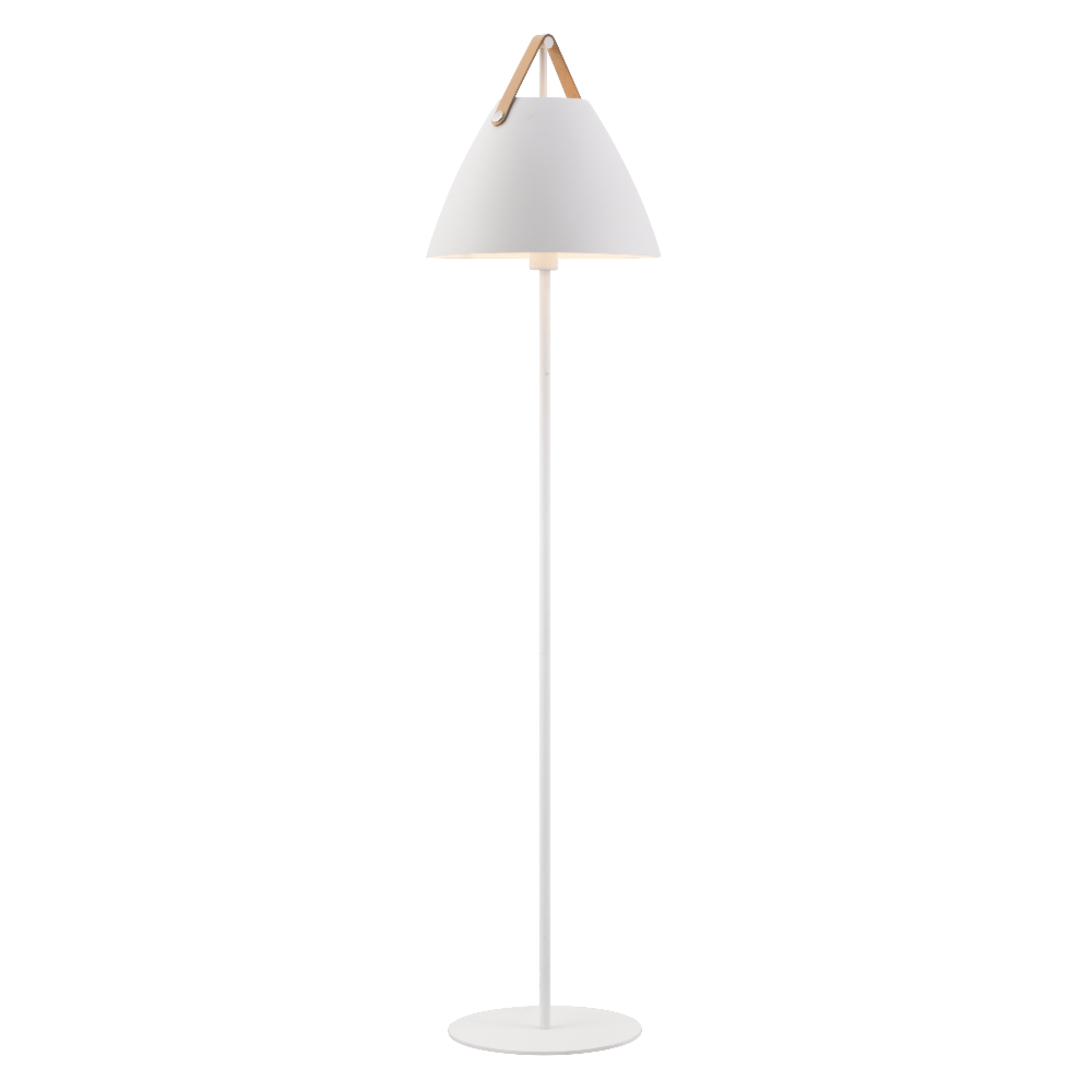 Lampa podłogowa Strap 153,7 cm biała ze skórzanym paskiem - zdjęcie 1