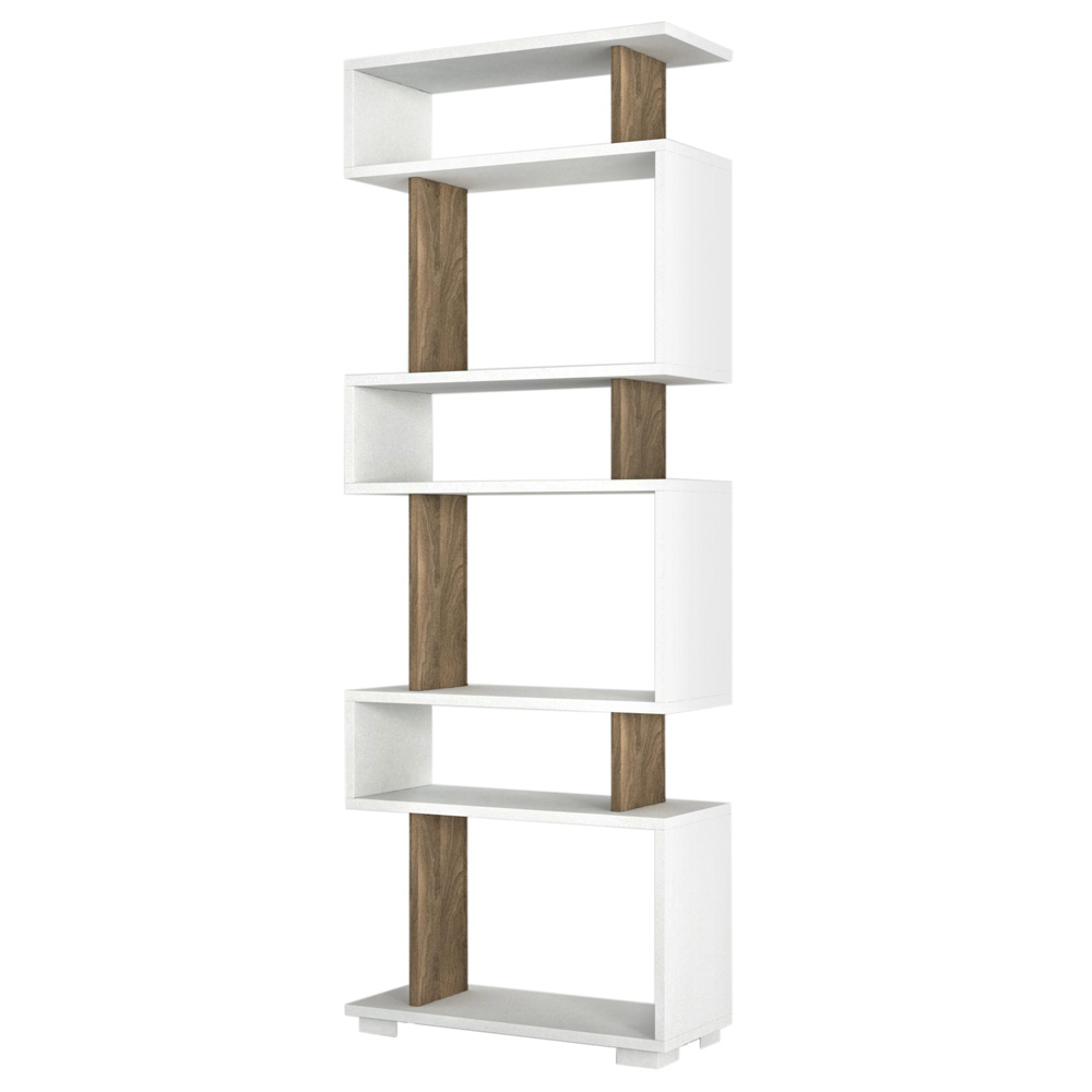 Regał otwarty Ezegmer biały/orzech - zdjęcie 1