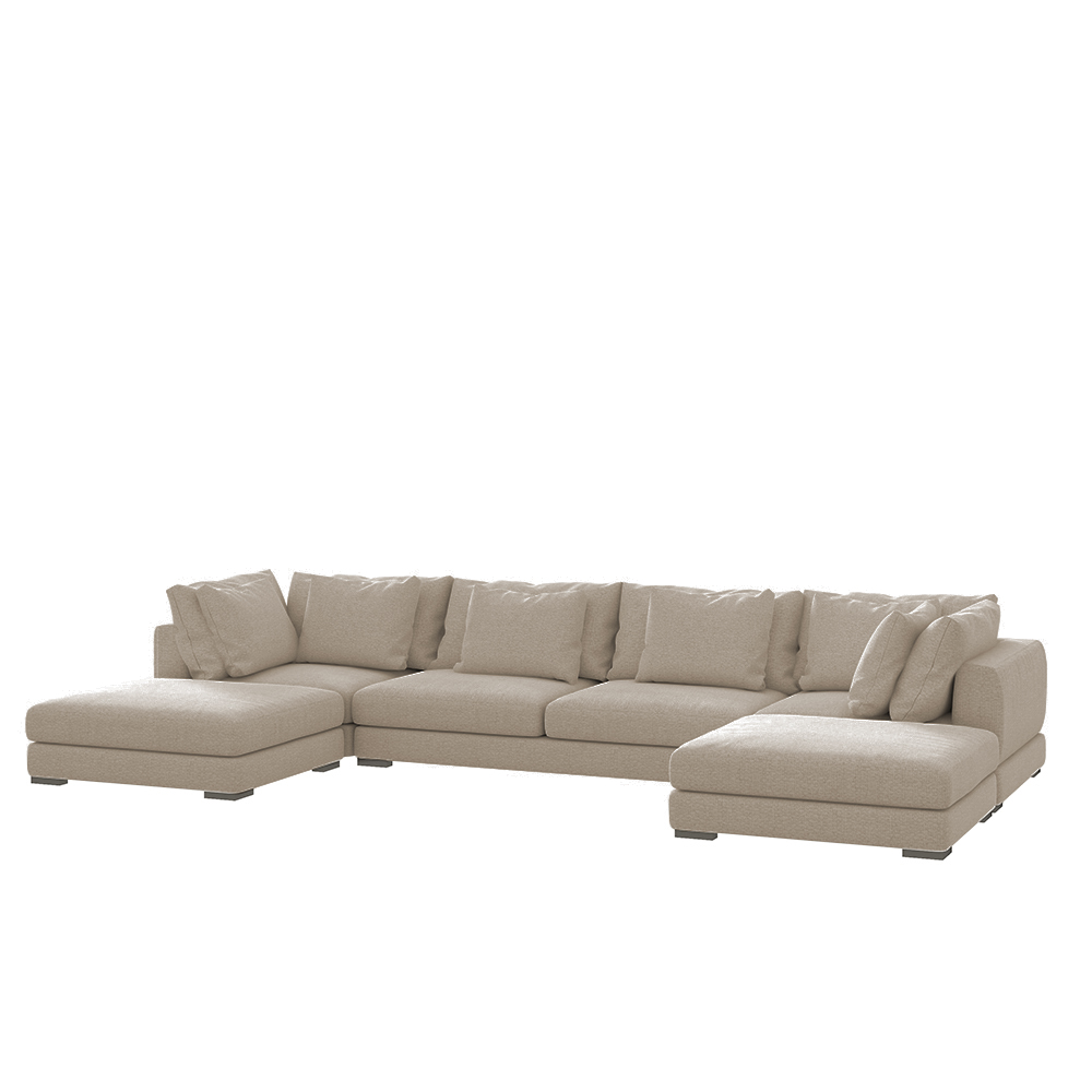 Narożnik modułowy Mia U-kształtny brązowy w tkaninie łatwoczyszczącej