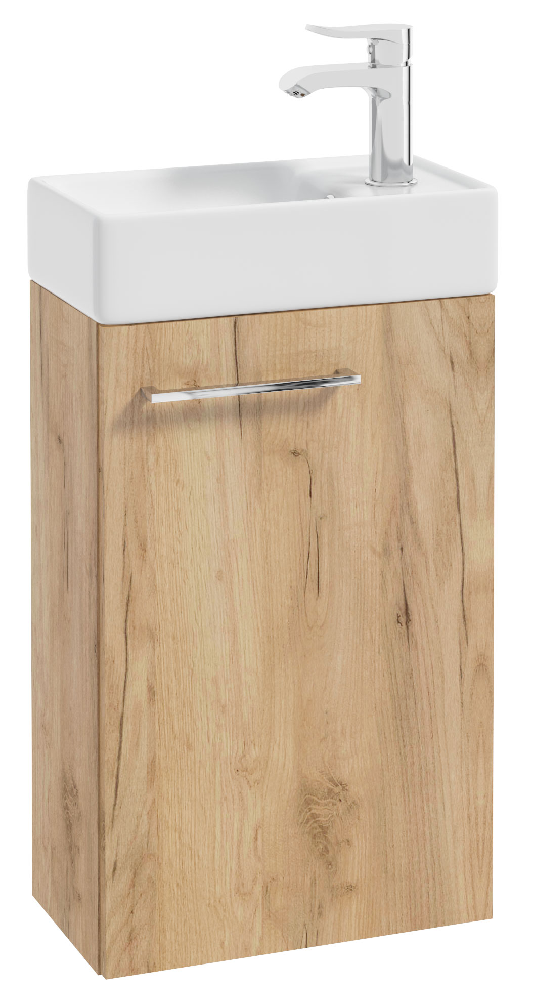 Szafka z umywalką Modullac 39 cm dąb złoty ze srebrnym uchwytem - zdjęcie 1