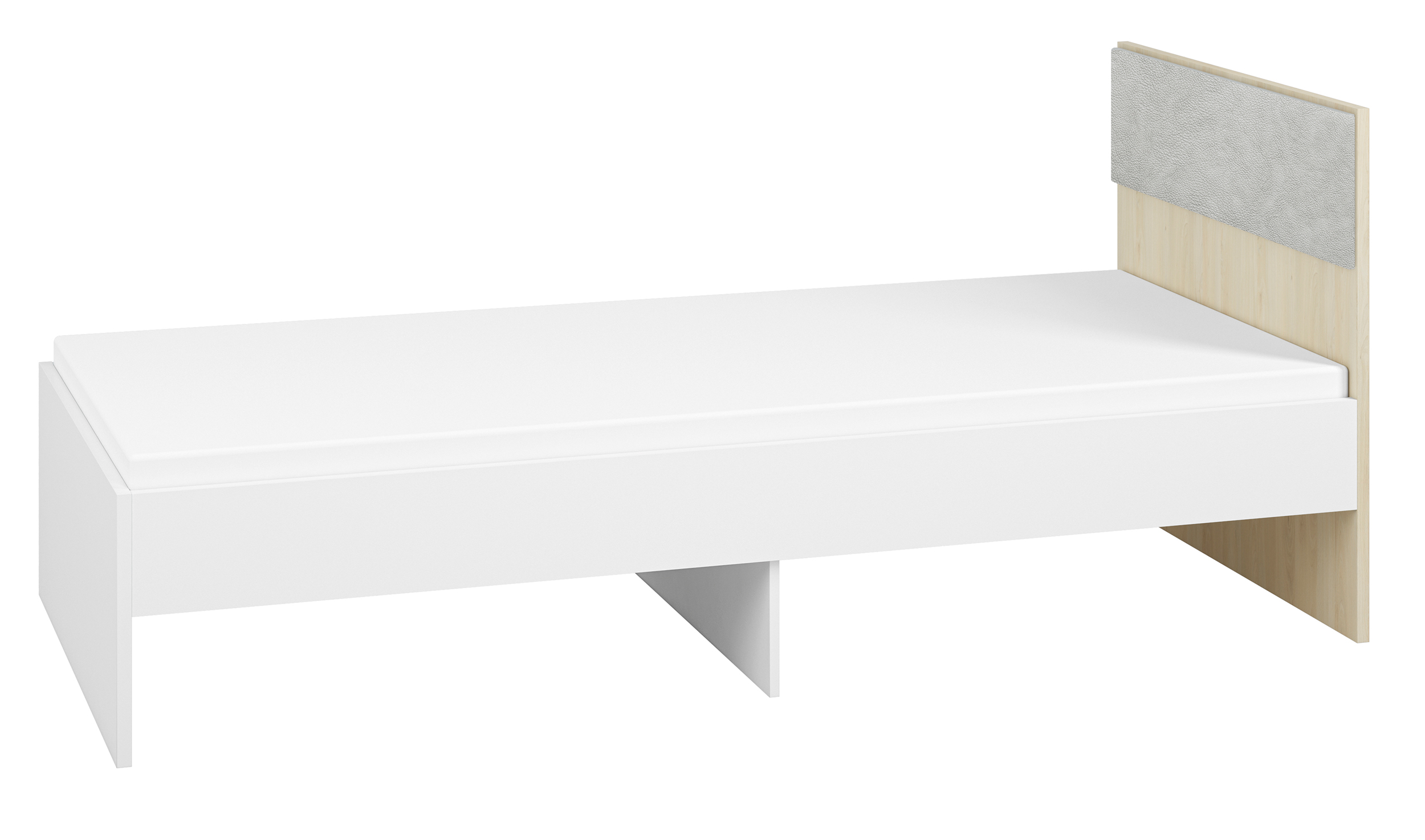 Łóżko Rettio 90x200 cm z zagłówkiem białe/buk Fjord - zdjęcie 1