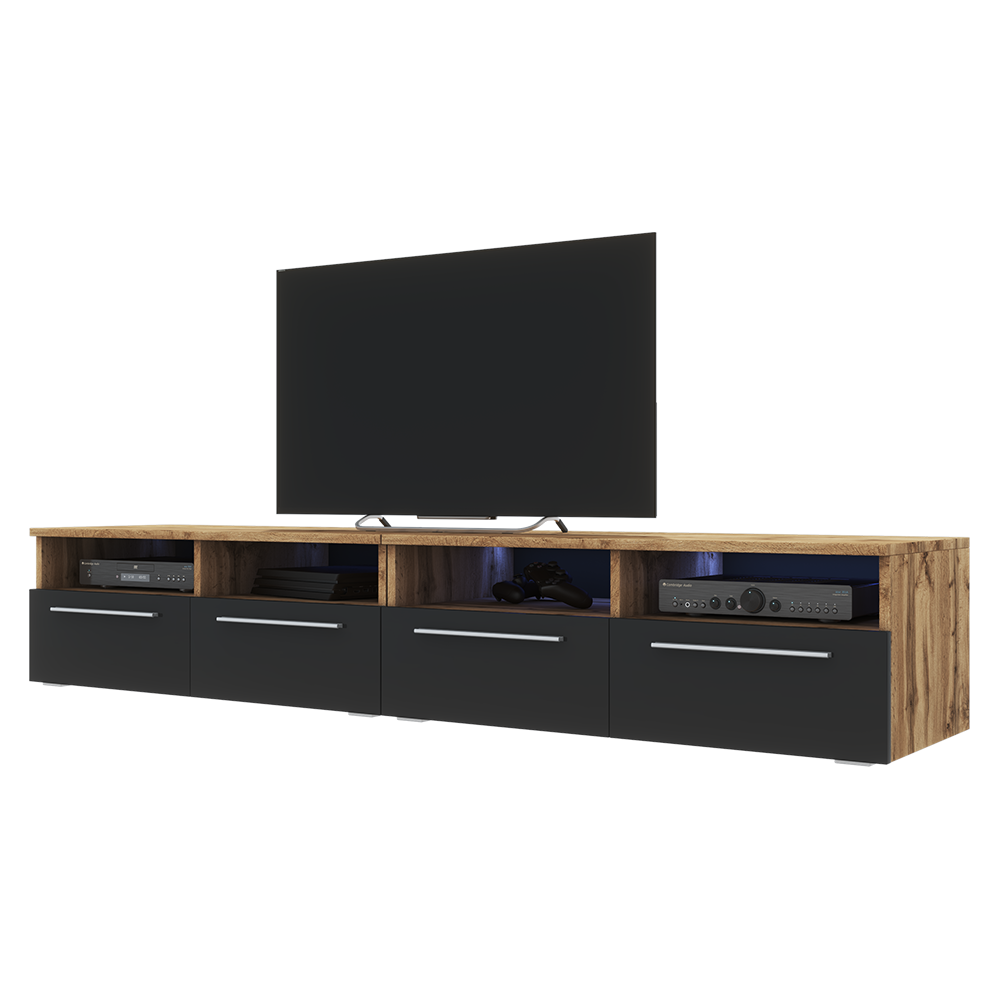 Szafka RTV Phiris Double Dąb wotan / Czarny połysk - zdjęcie 1