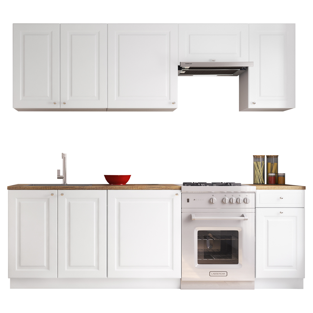 Zestaw mebli kuchennych Pollina biały 240 cm - zdjęcie 1