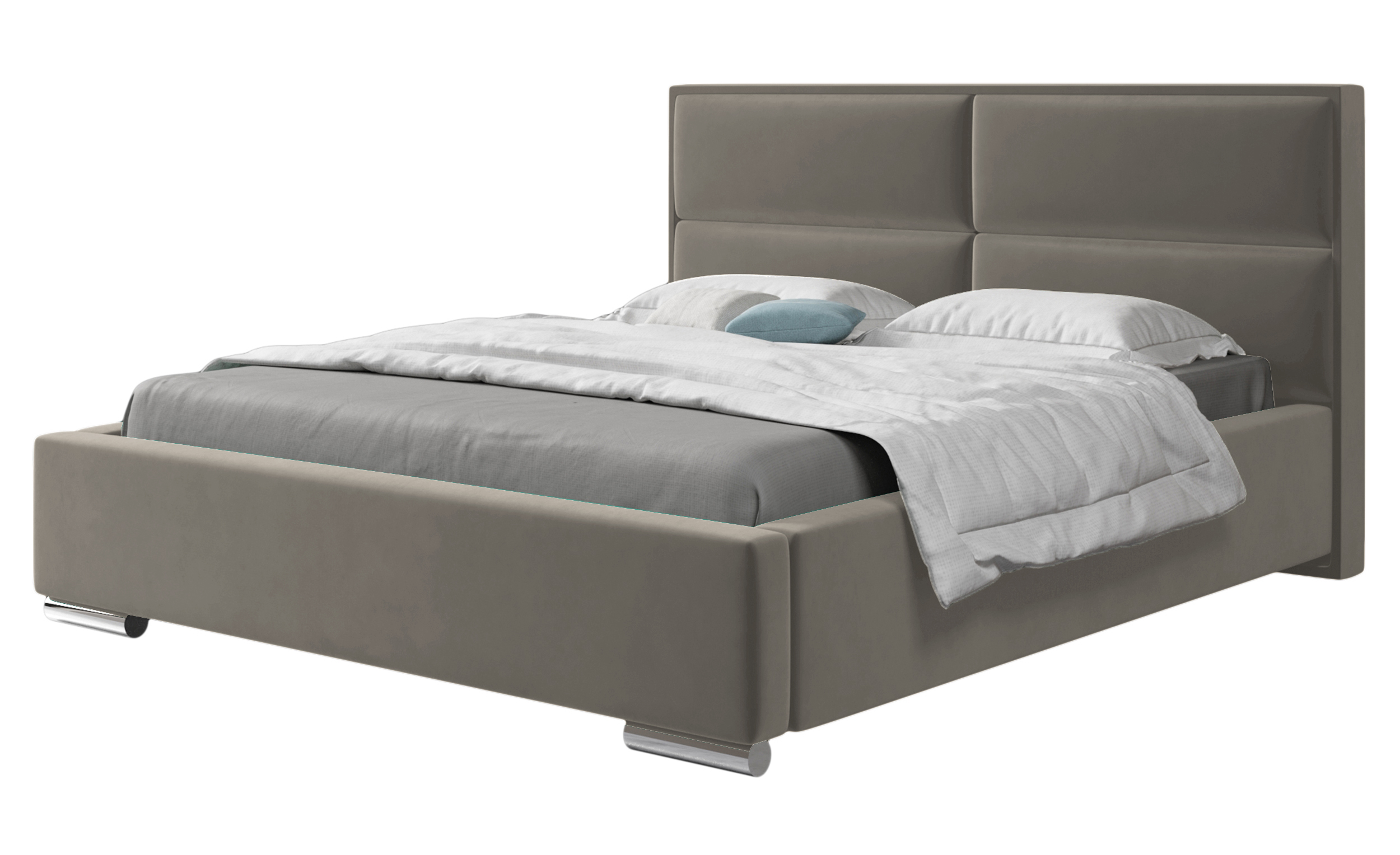 Łóżko tapicerowane Verlan 180x200 cm z pojemnikiem jasnobrązowe welur