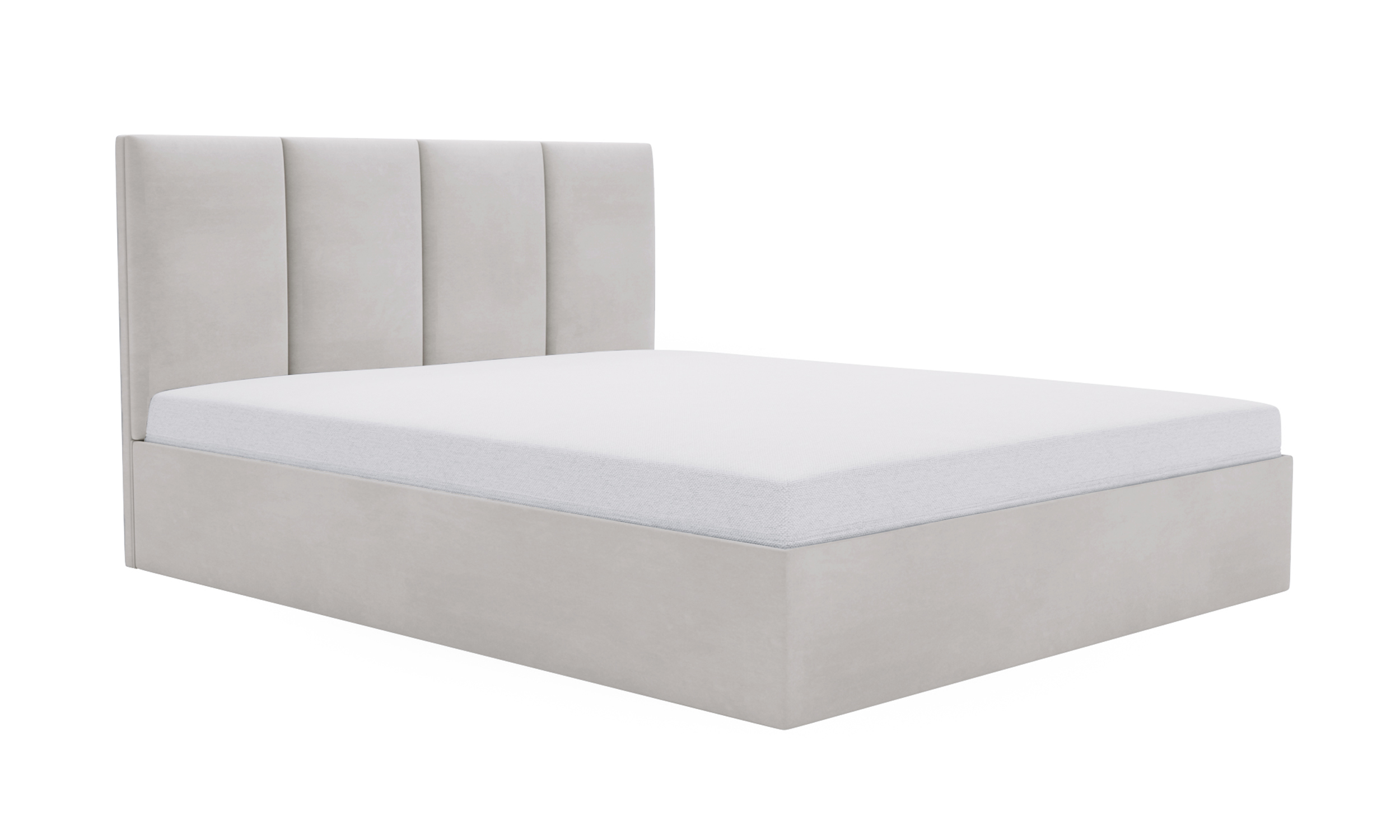 Łóżko tapicerowane 140x200 cm Drimmi  z pojemnikiem szarobeżowe velvet hydrofobowy - zdjęcie 1