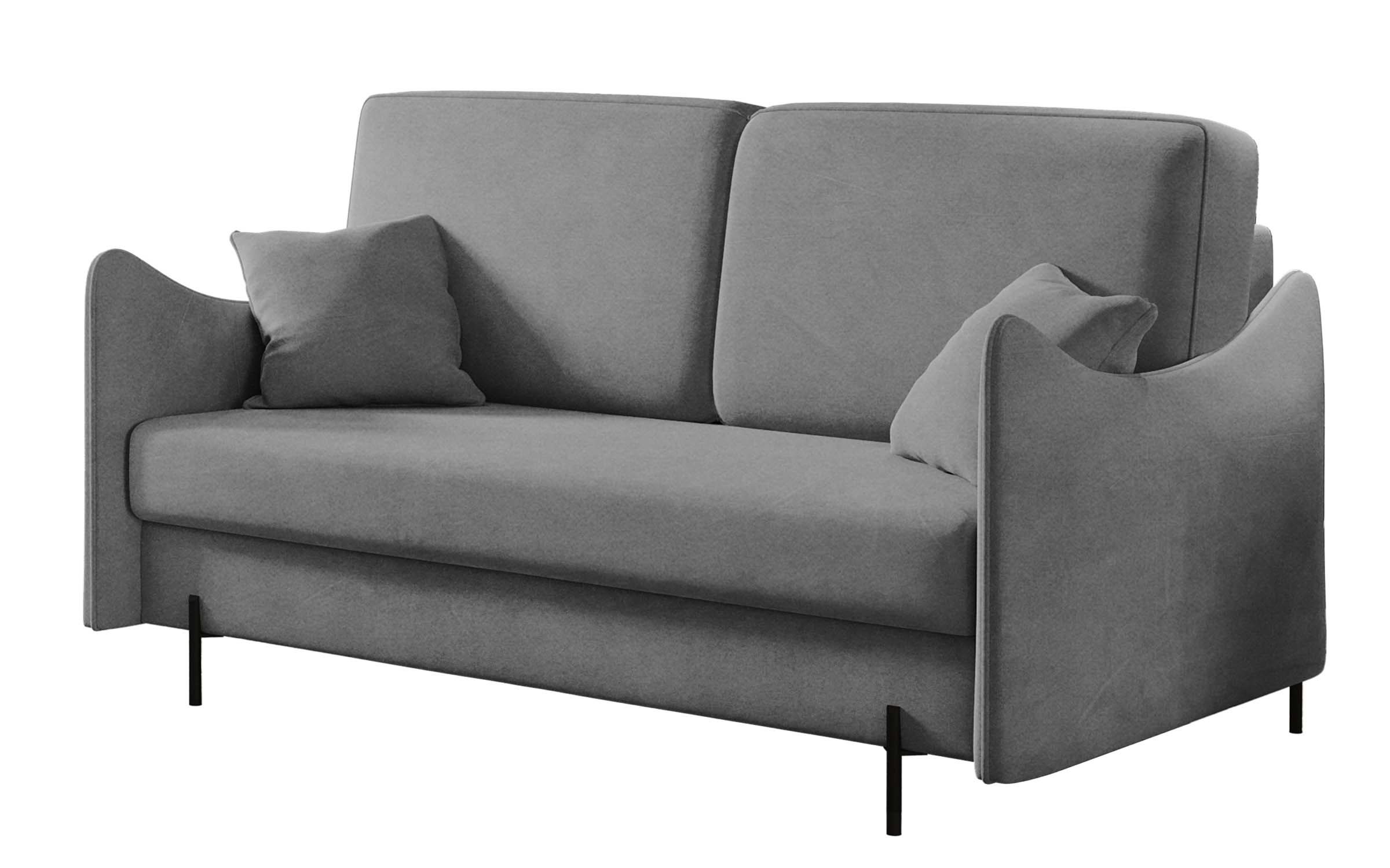 Kanapa rozkładana dwuosobowa Wavia z pojemnikiem szara velvet hydrofobowy - zdjęcie 1