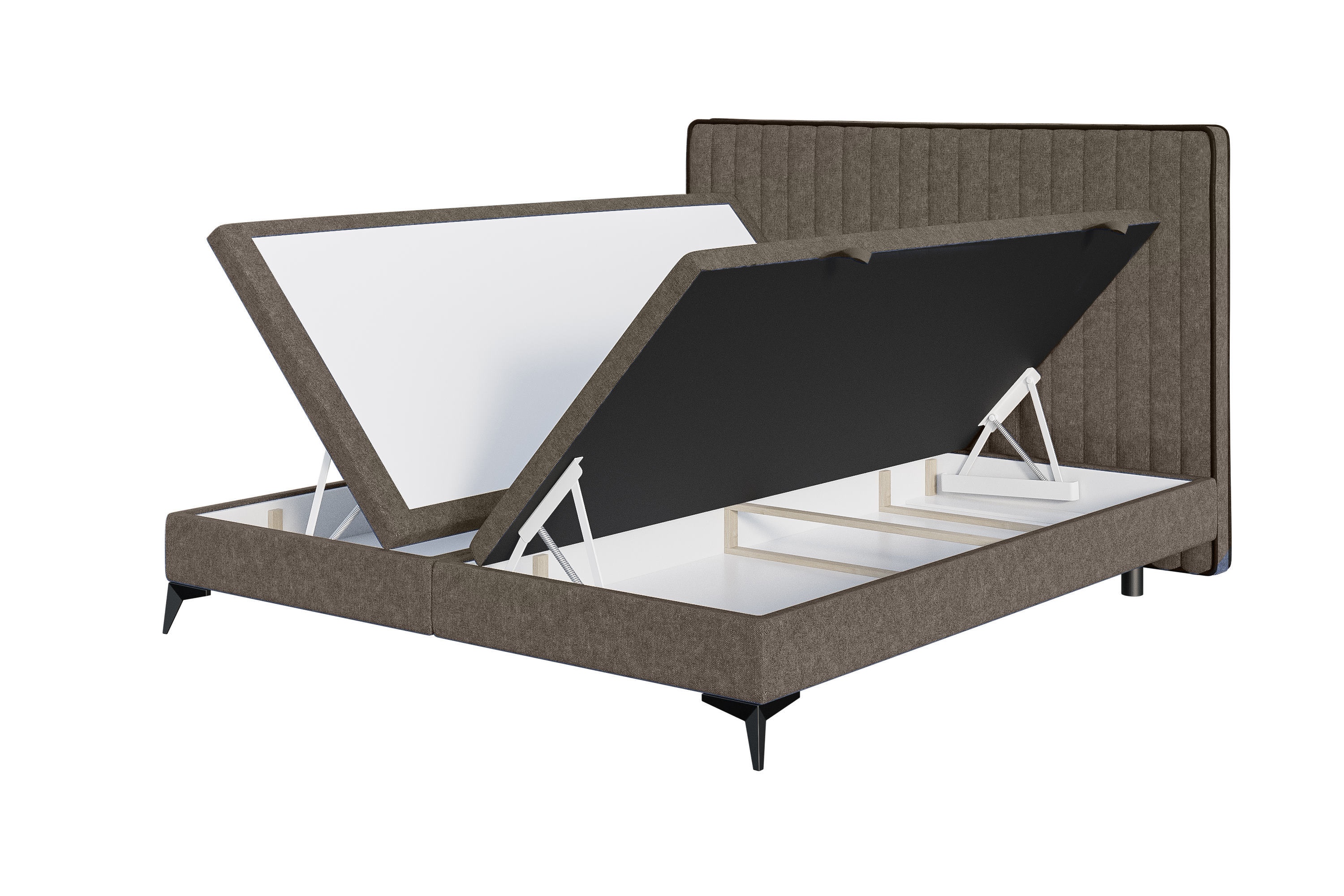 Łóżko tapicerowane 160x200 cm Fagnano z pojemnikami brązowe