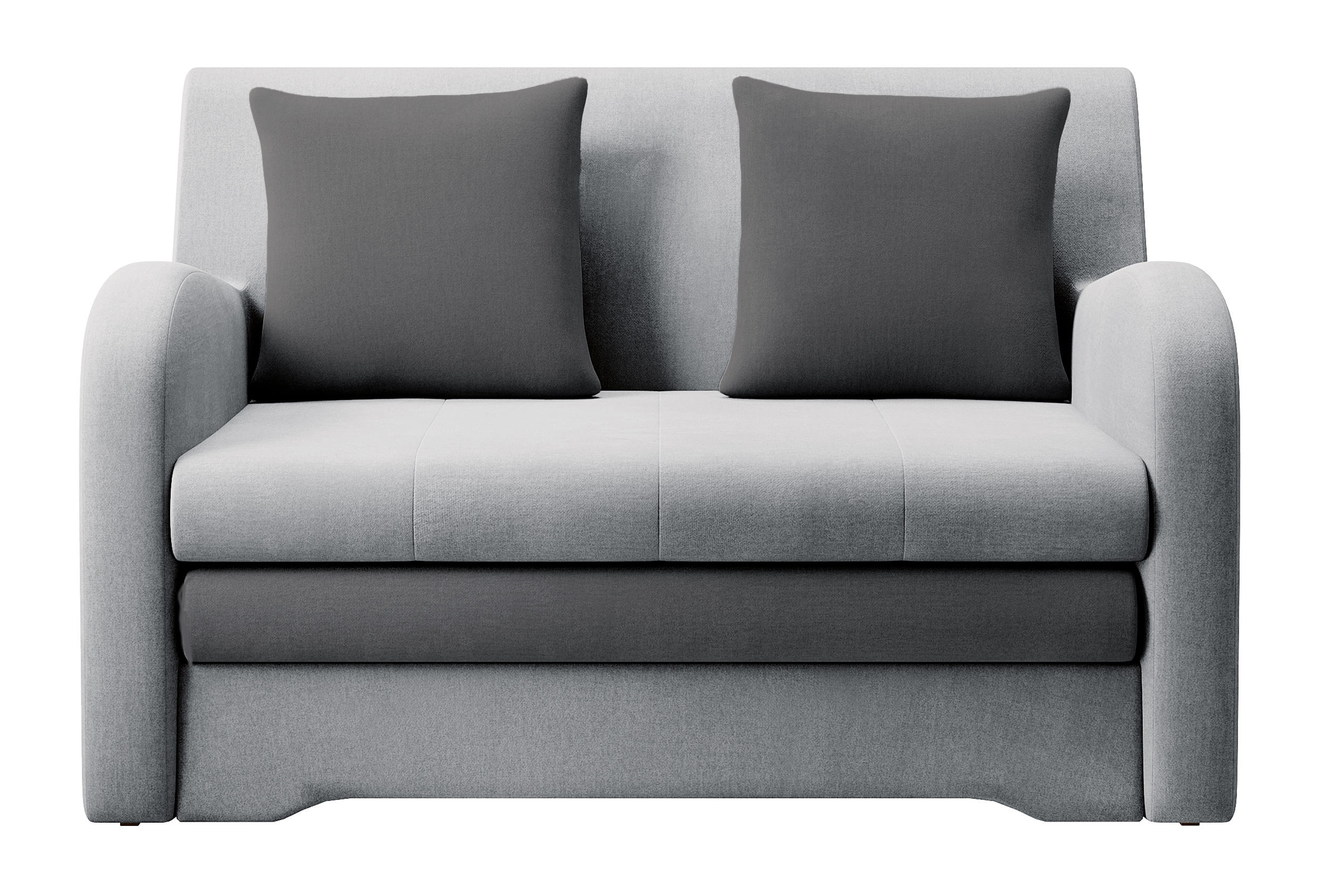 Kanapa rozkładana dwuosobowa Buttoli z pojemnikiem jasnoszara/ciemnoszara w tkaninie hydrofobowej - zdjęcie 1