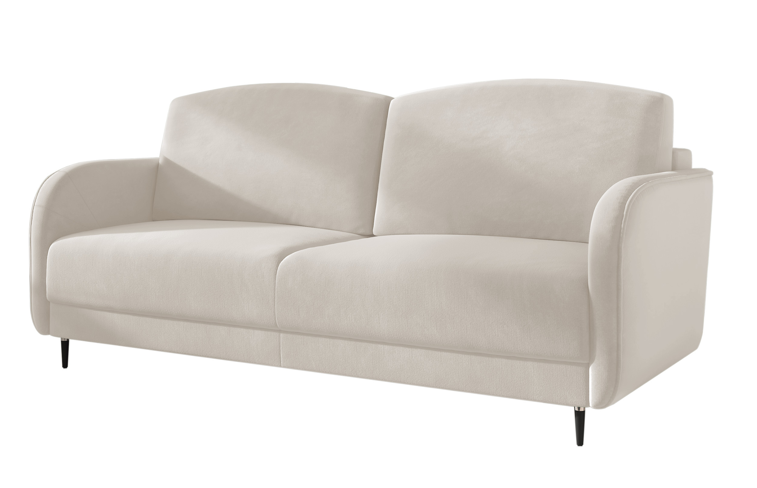 Kanapa rozkładana trzyosobowa Dolmino z pojemnikiem kremowa welur łatwoczyszczący hydrofobowy - zdjęcie 1