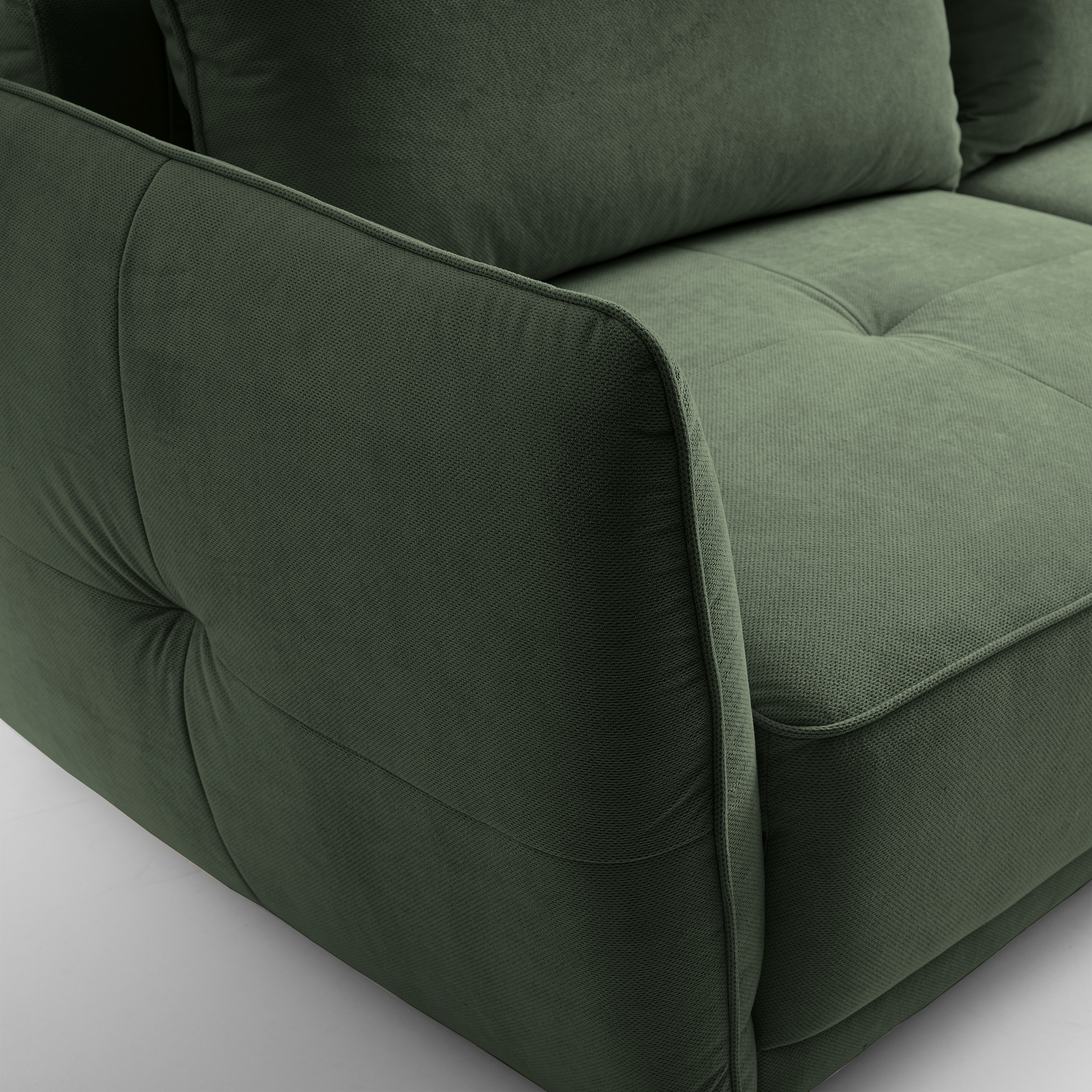 Kanapa rozkładana trzyosobowa Laristia z pojemnikiem zielona szenil hydrofobowy