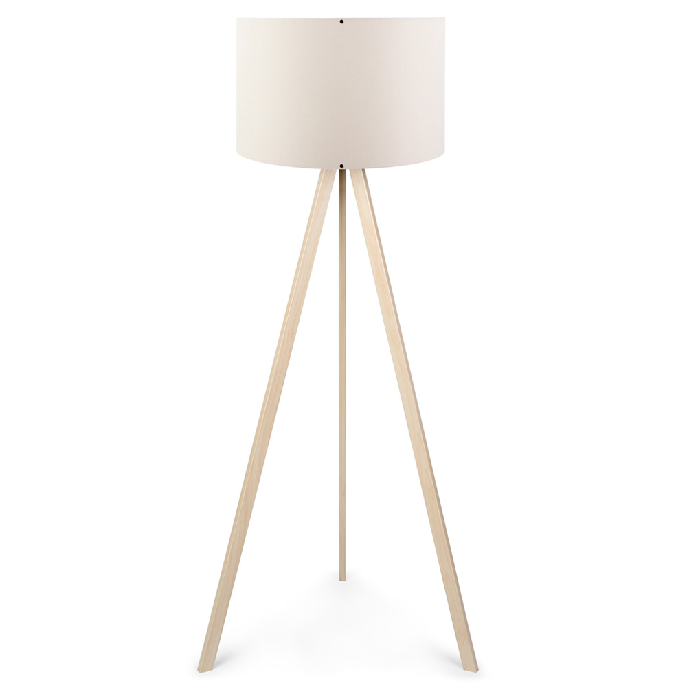 Lampa podłogowa Salika kremowa na dębowym stelażu - zdjęcie 1