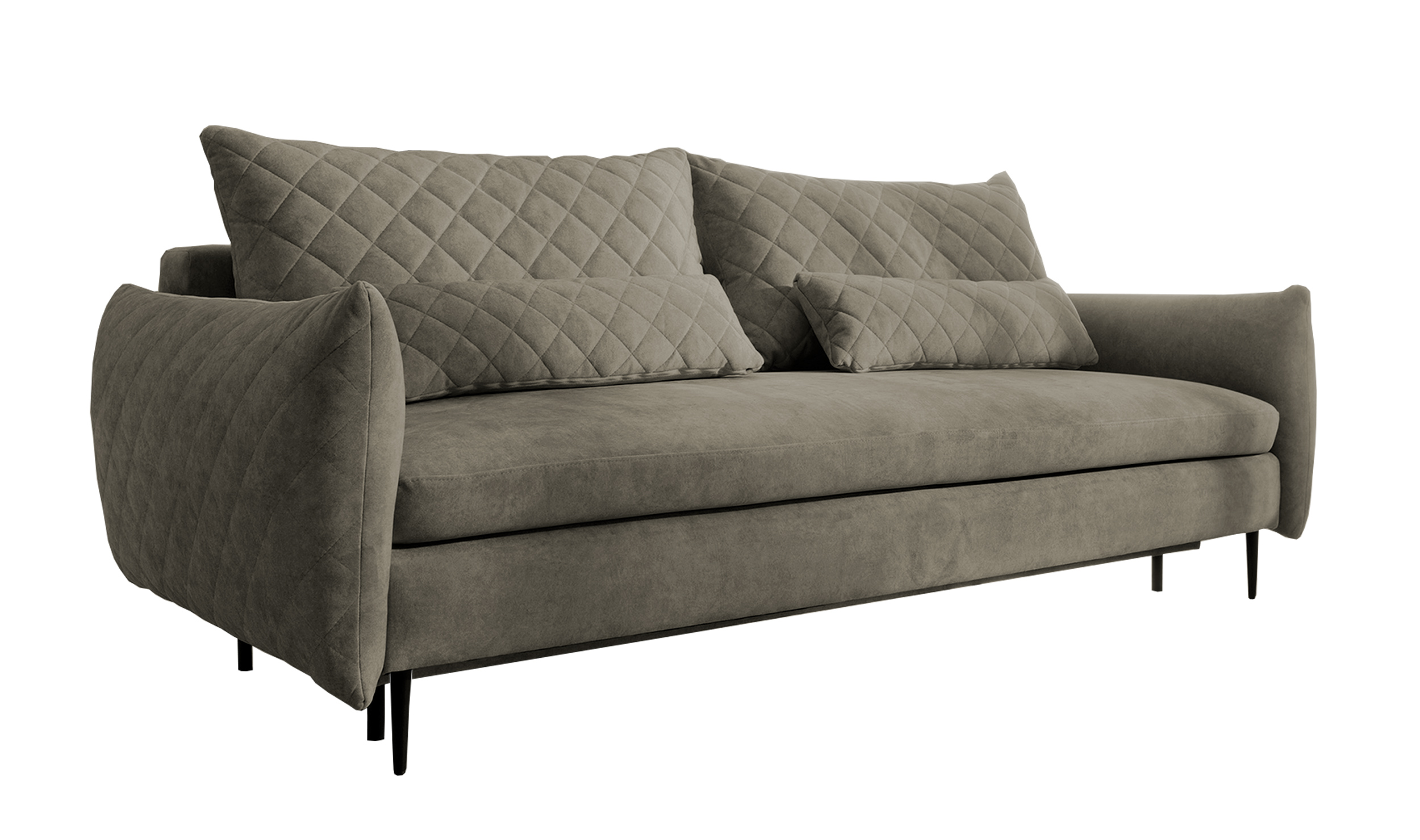 Kanapa rozkładana Pikada z funkcią spania i z pojemnikiem na pościel beżowy welur - zdjęcie 1