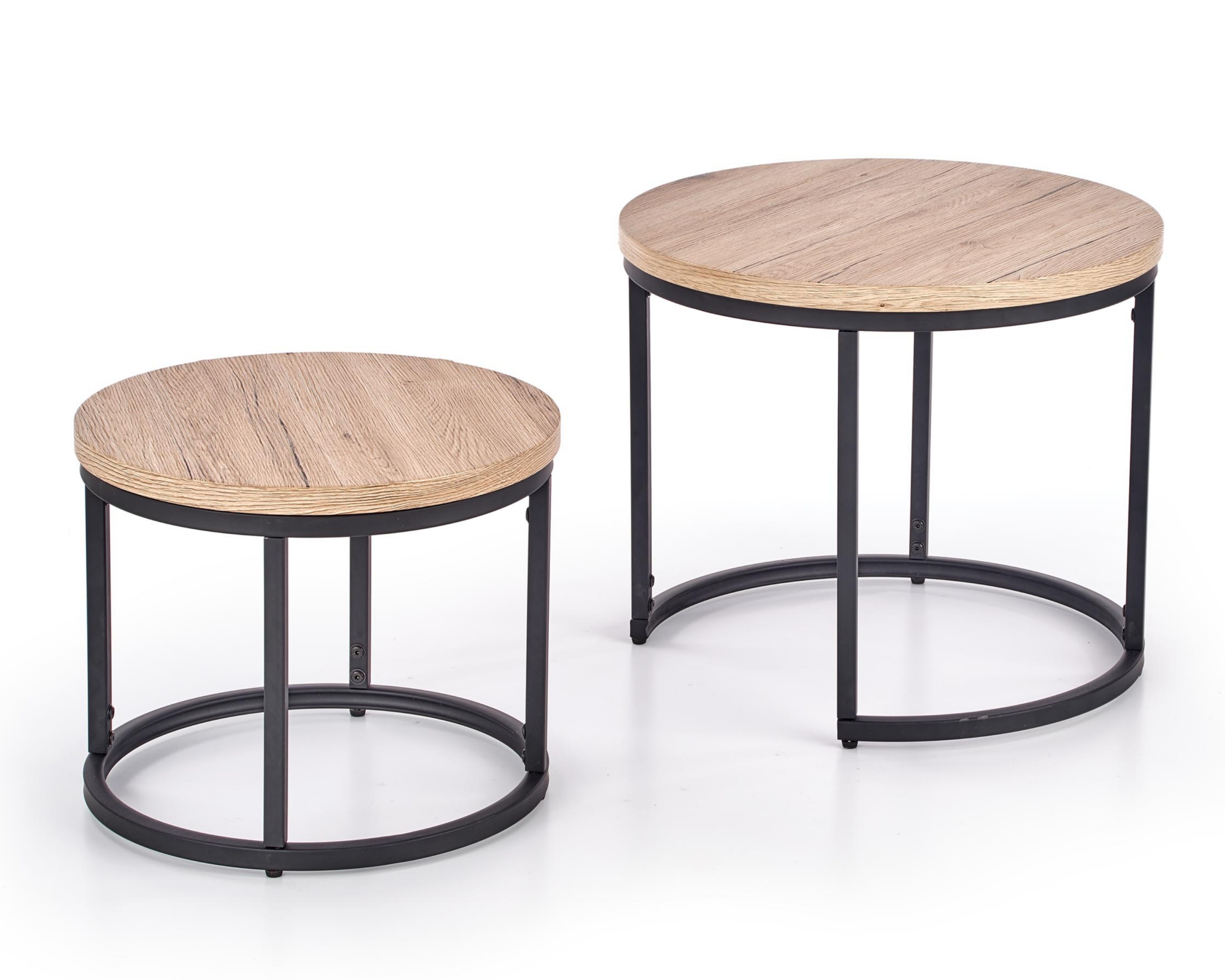 Zestaw stolików kawowych Yese o średnicy 53cm i 43 cm dąb san remo czarny - zdjęcie 1
