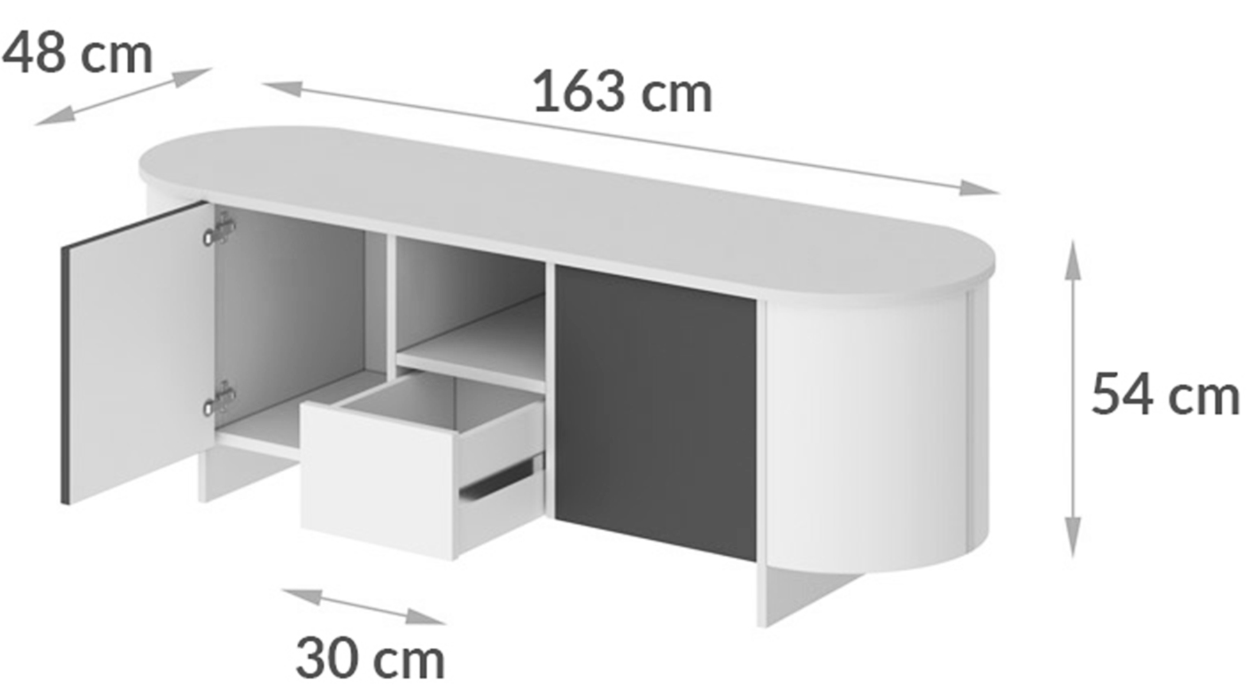 Szafka RTV dwudrzwiowa Camplia z jedną szufladą 163 cm granatowy mat