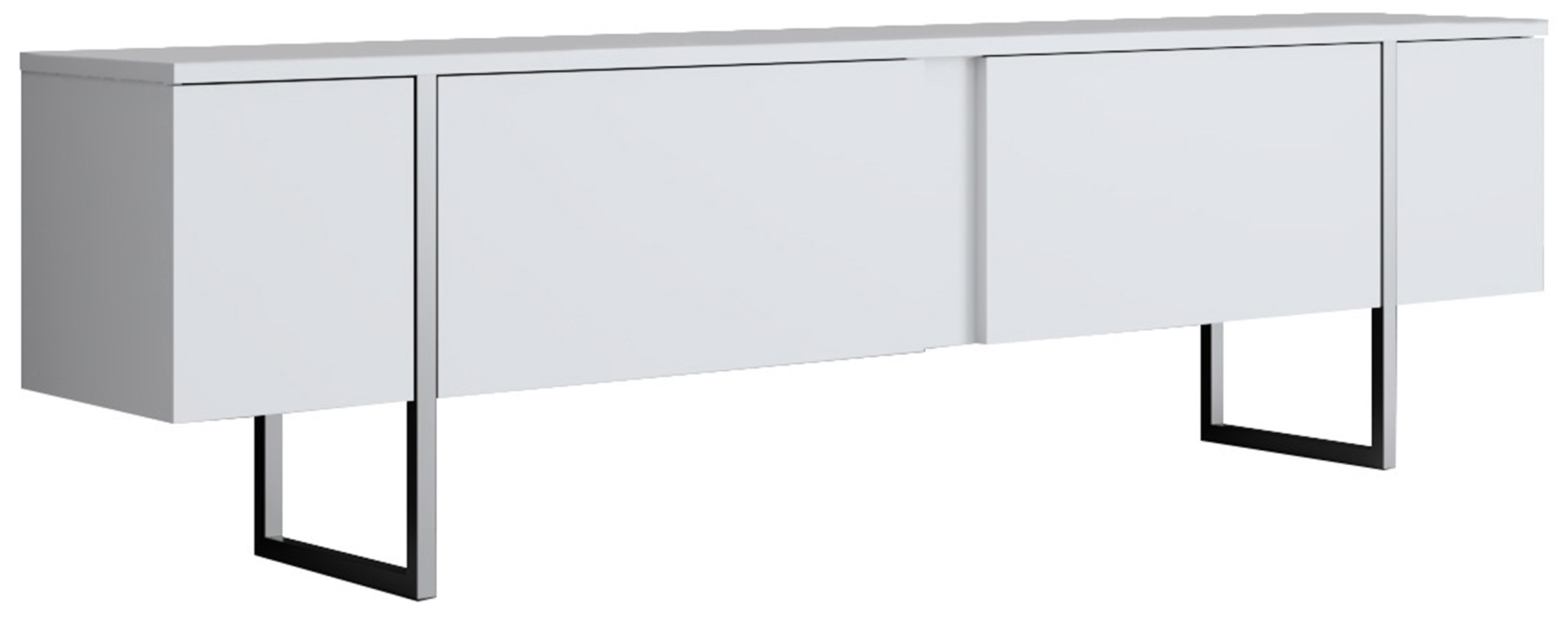 Szafka RTV Steelaris na srebrnych metalowych nogach biała - zdjęcie 1